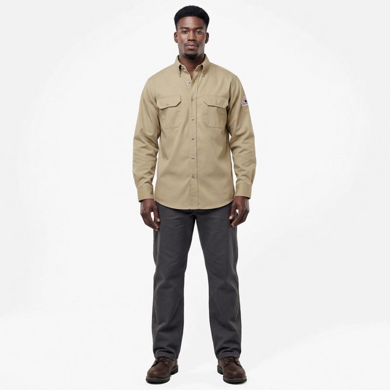 Men's Flame-Resistant Collared Shirt, 8.6 cal/sq cm, M, ComforTouch(R)