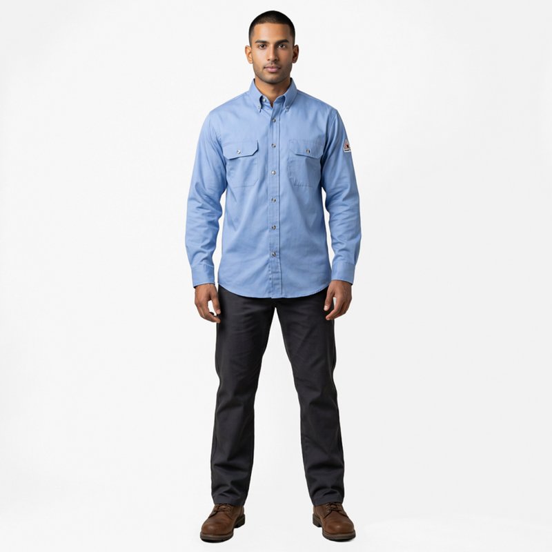 Men's Flame-Resistant Collared Shirt, 8.6 cal/sq cm, M, ComforTouch(R)