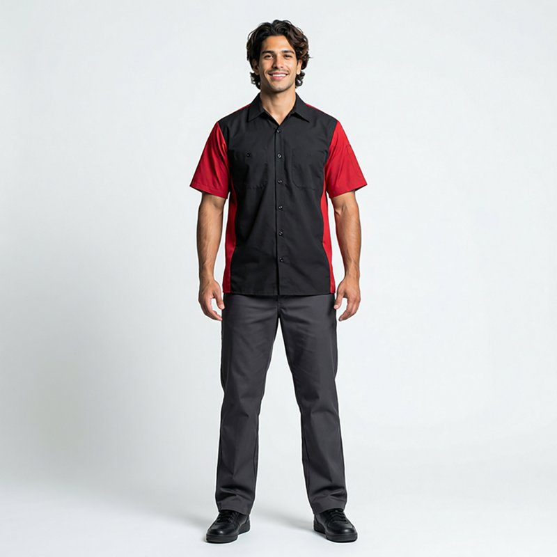 Red Kap Men's 2-Tone Crew Short Sleeve Shirt