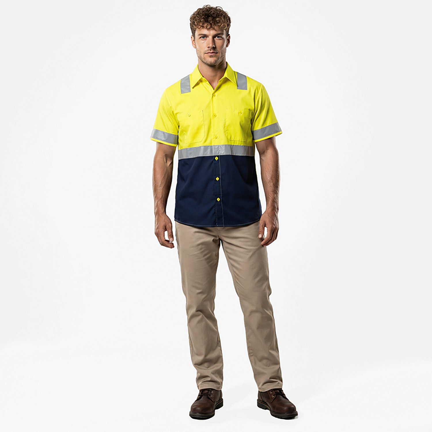 Red Kap Men's Hi-Visibility Colorblock Ripstop Type R Class 2 Short Sleeve Work Shirt