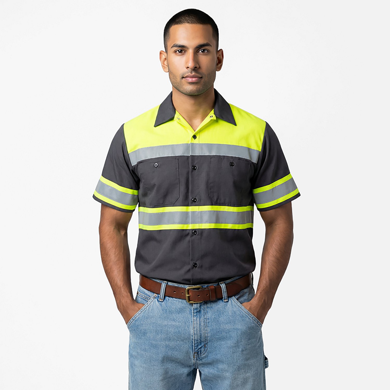 Red Kap Men's Hi-Visibility Colorblock Ripstop Type O Class 1 Short Sleeve Work Shirt                                            - view number 2