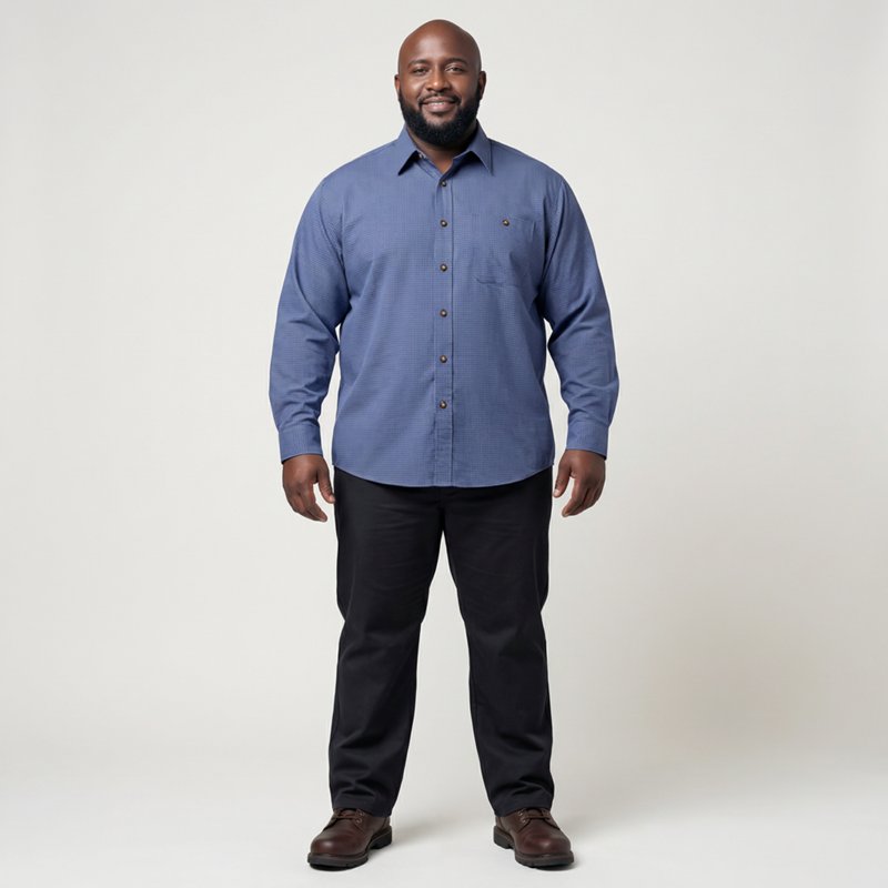 Red Kap Men's Mini-Plaid Uniform Long Sleeve Shirt