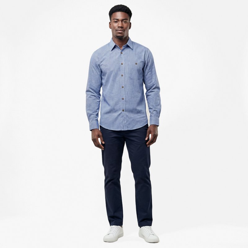 Red Kap Men's Mini-Plaid Uniform Long Sleeve Shirt