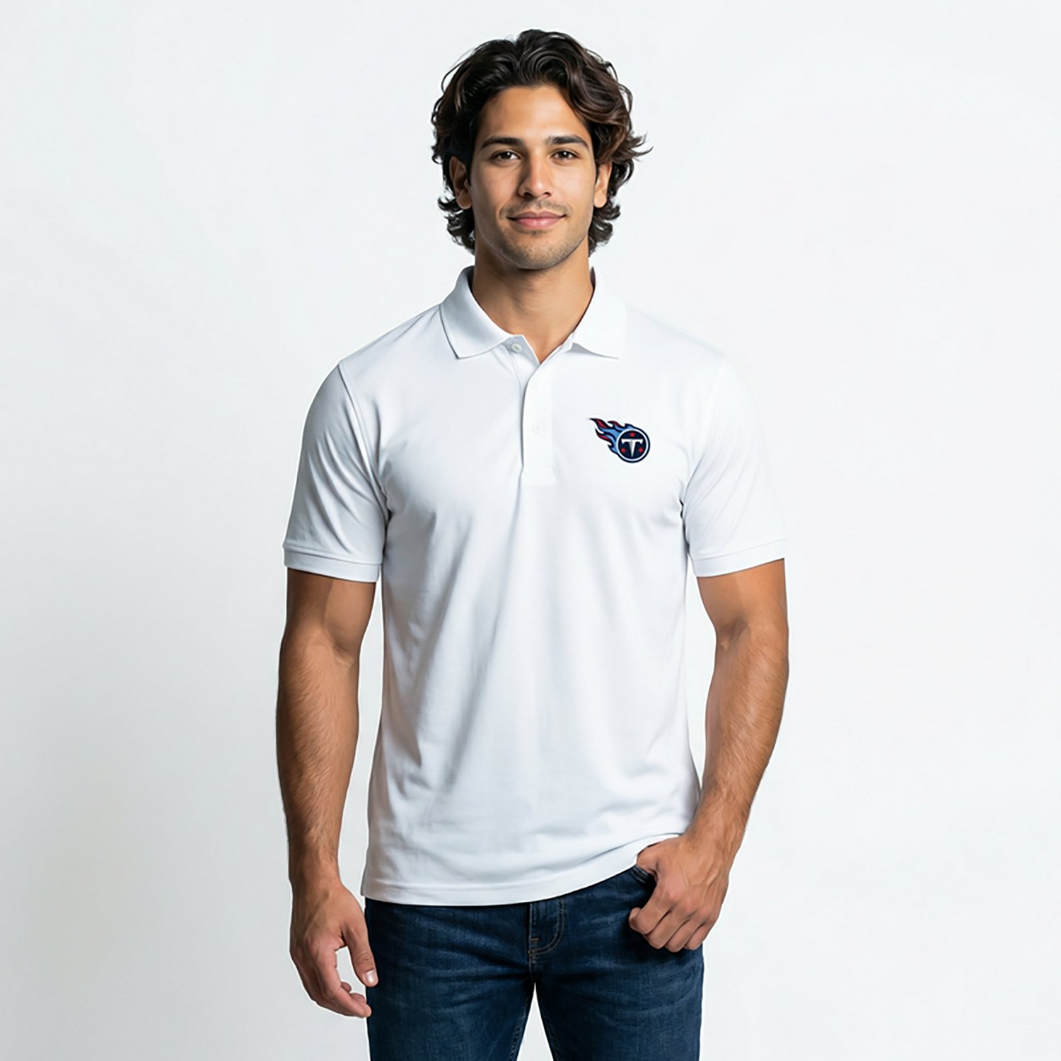 Antigua Men's Tennessee Titans Legacy Short Sleeve Polo Shirt - view number 3