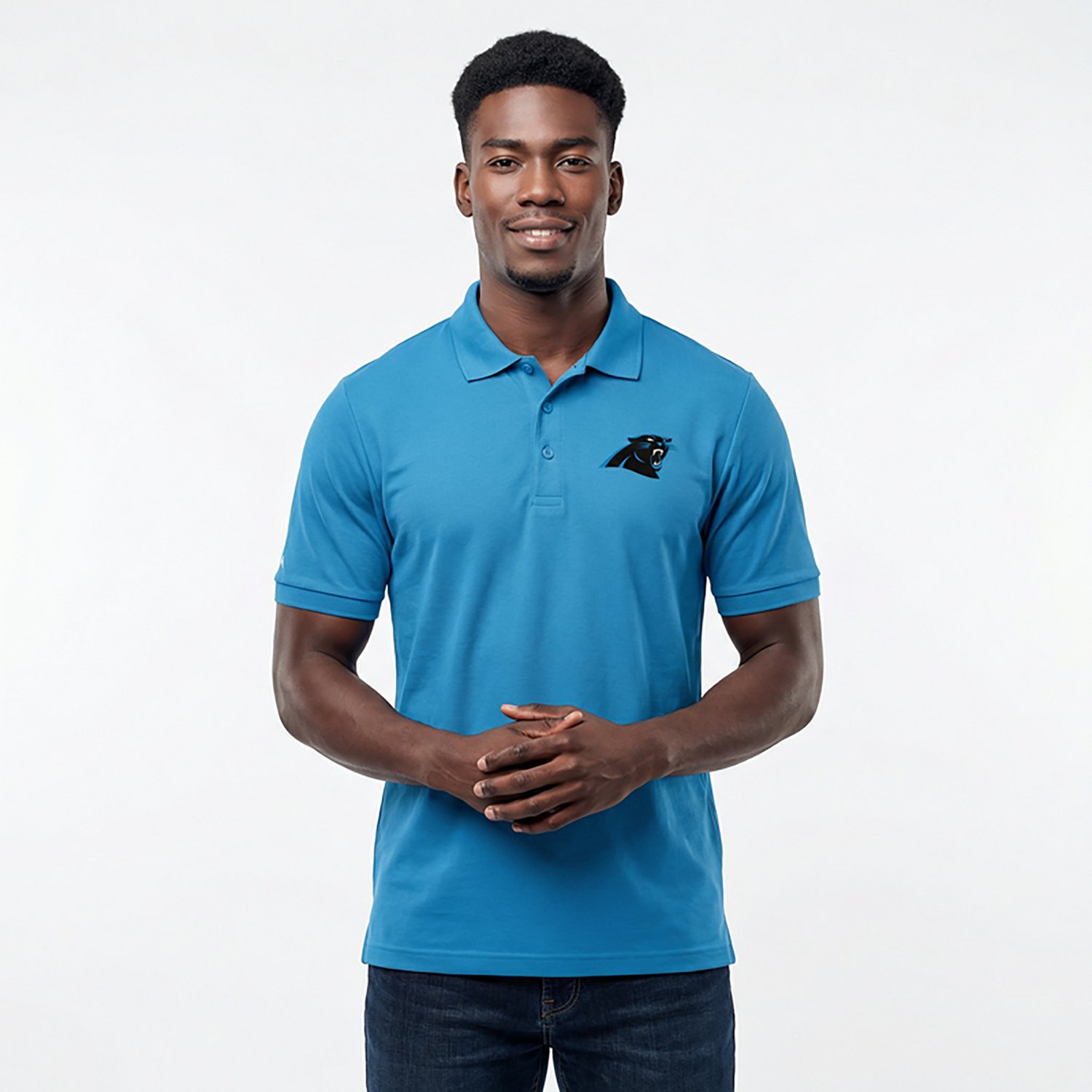 Antigua Men's Carolina Panthers Legacy Short Sleeve Polo Shirt - view number 3