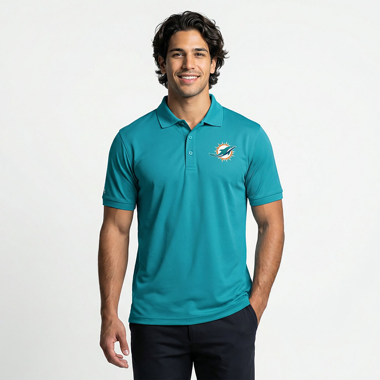 Antigua Men's Miami Dolphins Legacy Short Sleeve Polo Shirt - view number 3