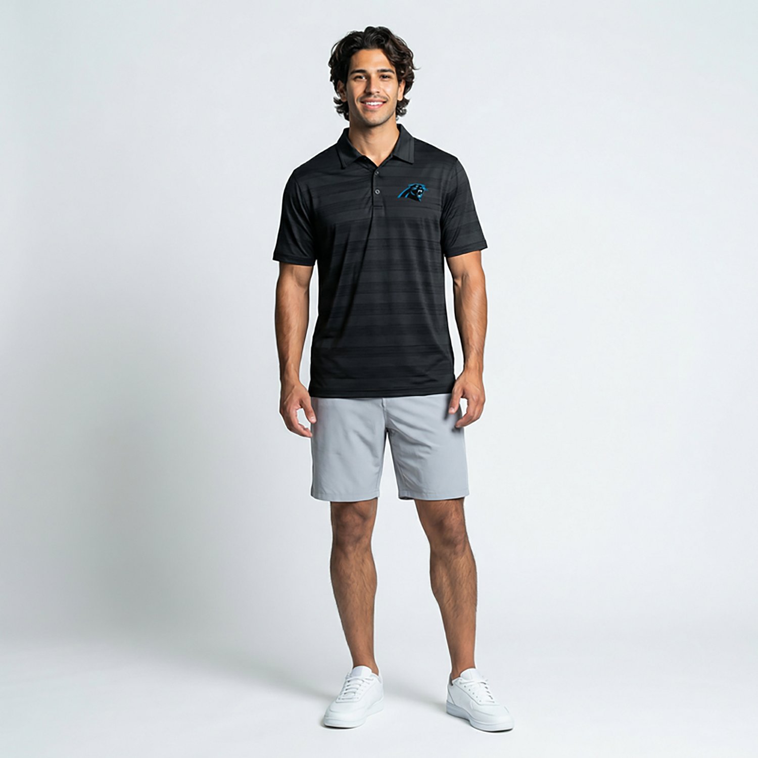 Antigua Men's Carolina Panthers Compass Short Sleeve Polo Shirt - view number 2