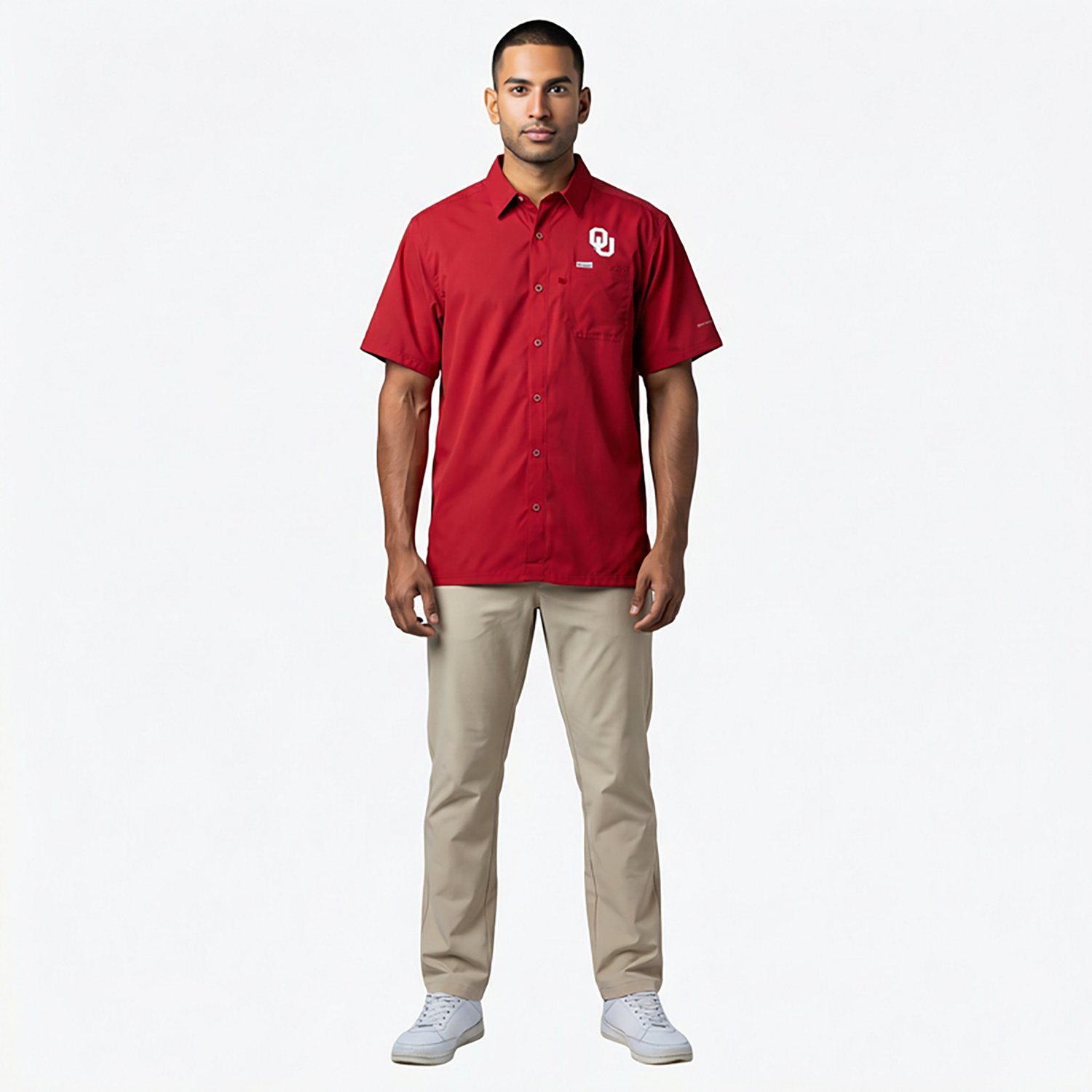 Columbia Sportswear Men's University of Oklahoma Slack Tide Flag Camp Button Down Shirt