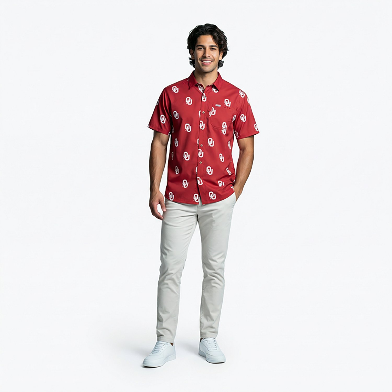 Columbia Sportswear Men's University of Oklahoma CLG Super Slack Tide™ Logo Print Shirt - view number 7