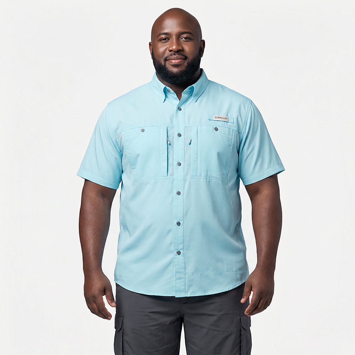 Chemise Magellan Homme 3X Boutonnée Coupe Décontractée Bleu