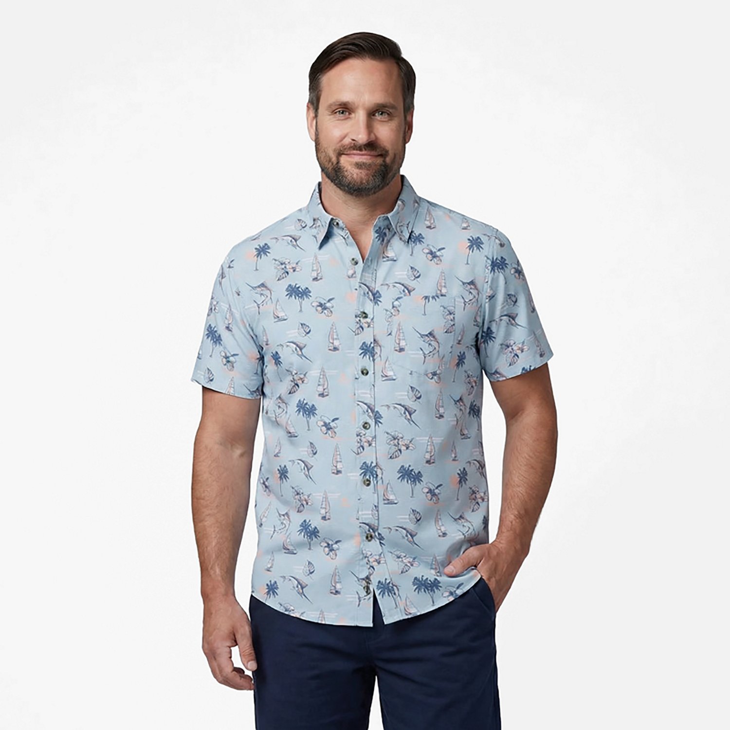 Magellan Outdoors Men's Shore and Line Washed Out Pocket Button-Down Fishing Shirt - view number 2