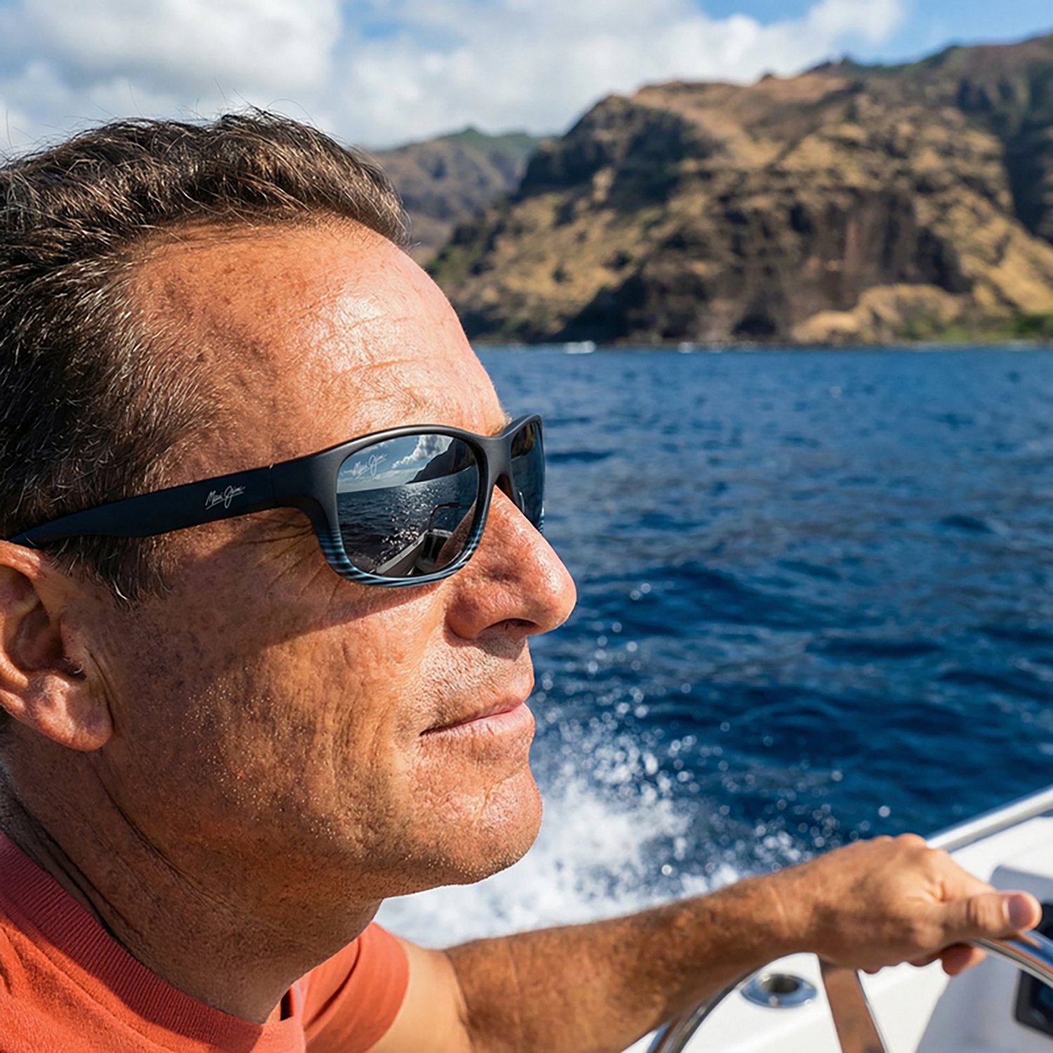 Maui Jim Men's Kaiwi Channel Polarized Wrap Sunglasses                                                                           - view number 3