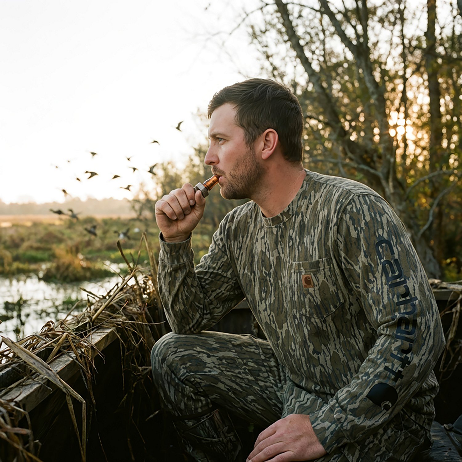 Carhartt Men's Loose Fit HW Camo Logo Long Sleeve T-shirt - view number 3