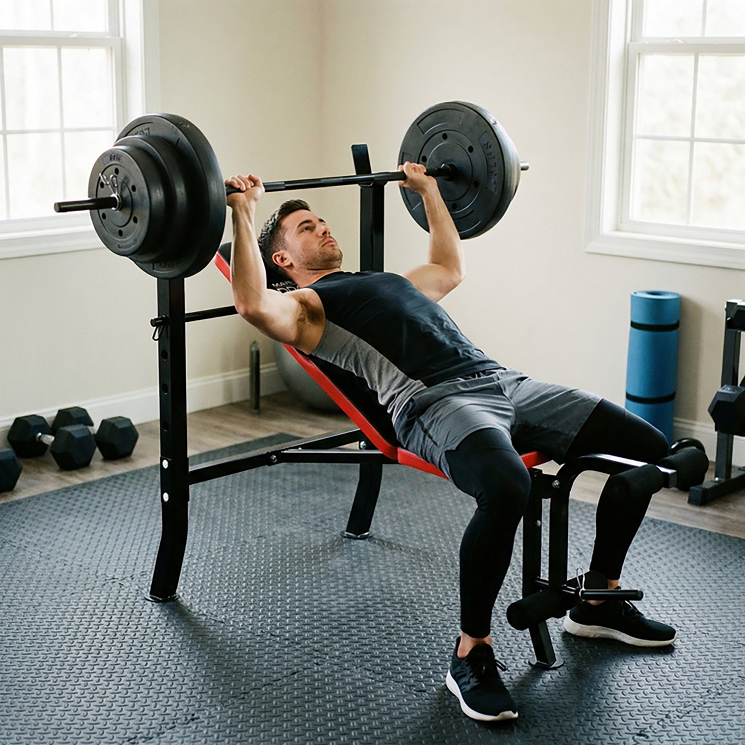 Marcy Pro Standard Weight Bench with 100 lb Weight Set                                                                           - view number 2