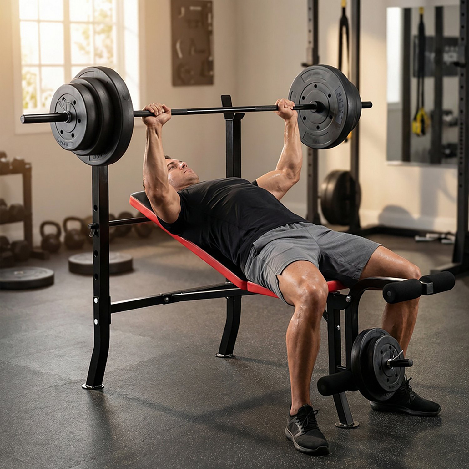 Marcy Pro Standard Weight Bench with 100 lb Weight Set                                                                           - view number 3