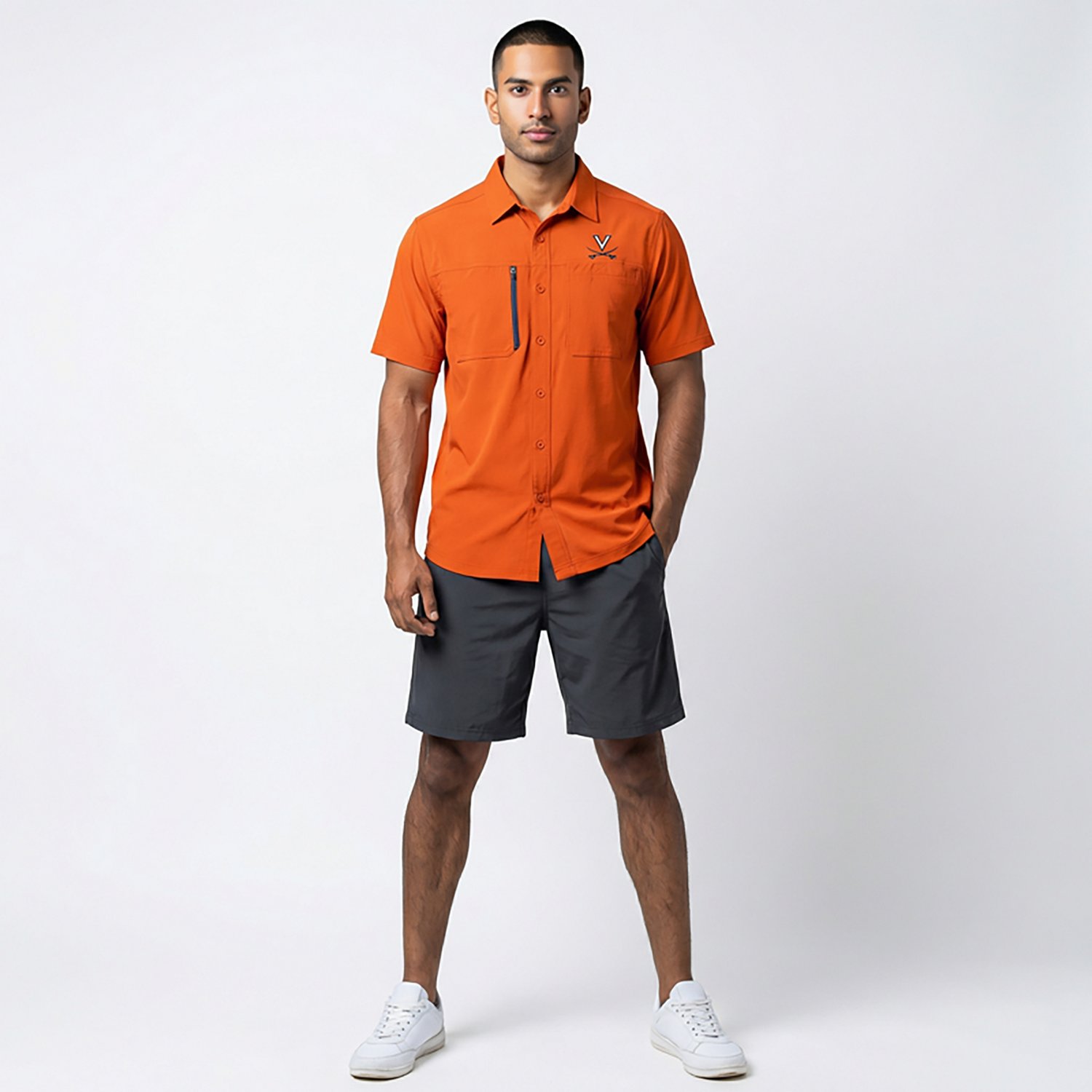 Antigua Men's University of Virginia Kickoff Woven Fishing Shirt - view number 2