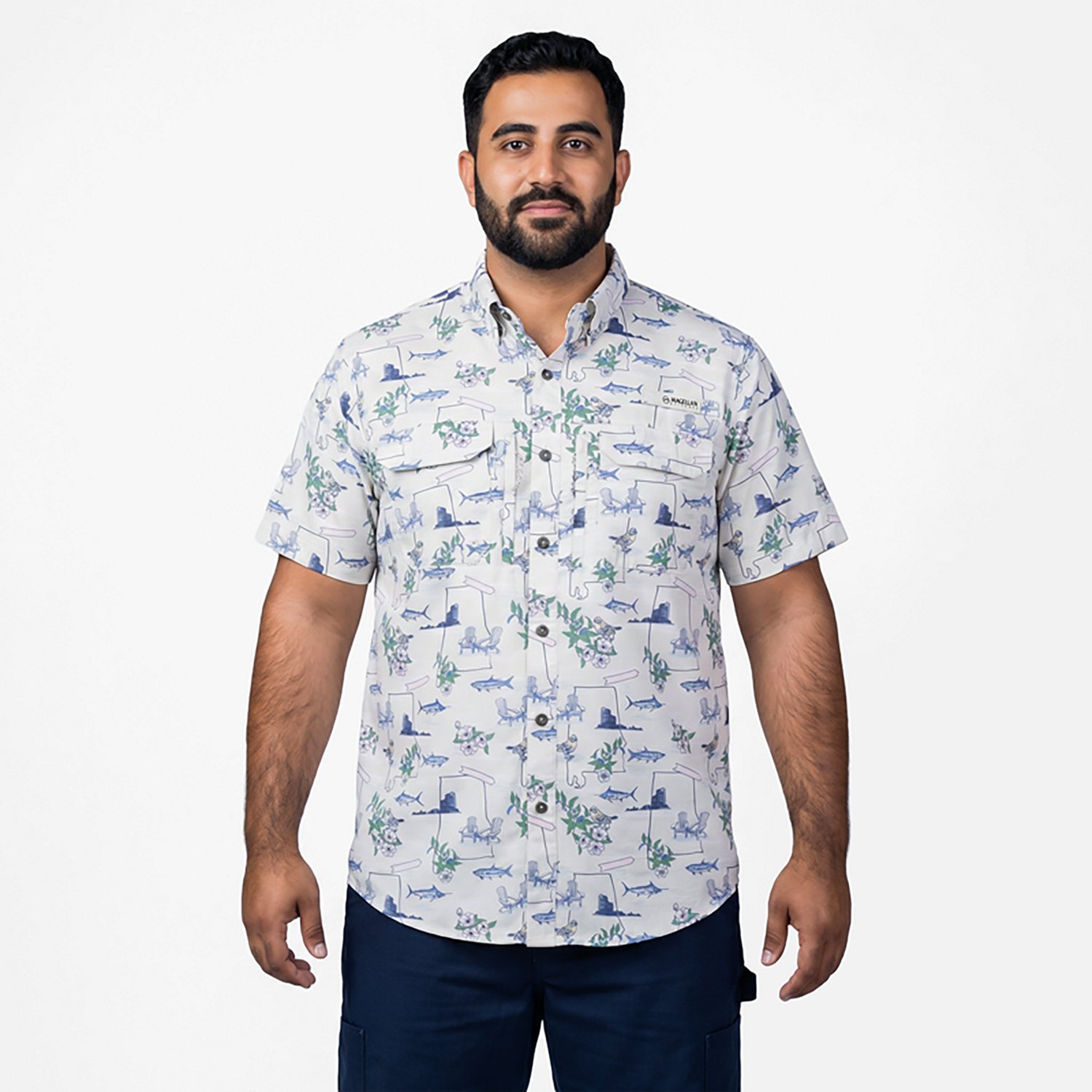 Magellan Outdoors Men's Alabama Local State Print Button-Down Shirt - view number 2