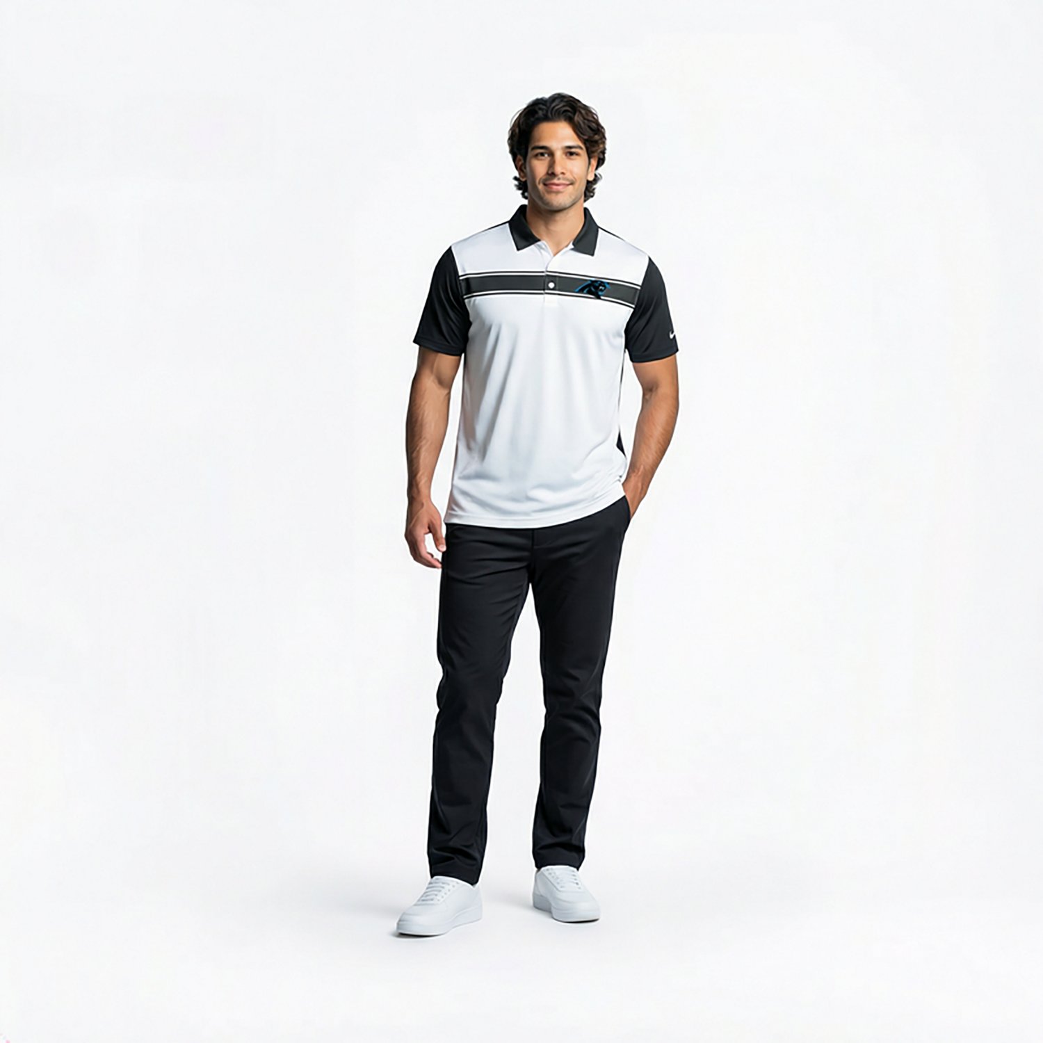 Nike Men's Carolina Panthers Rewind Pique Polo Shirt