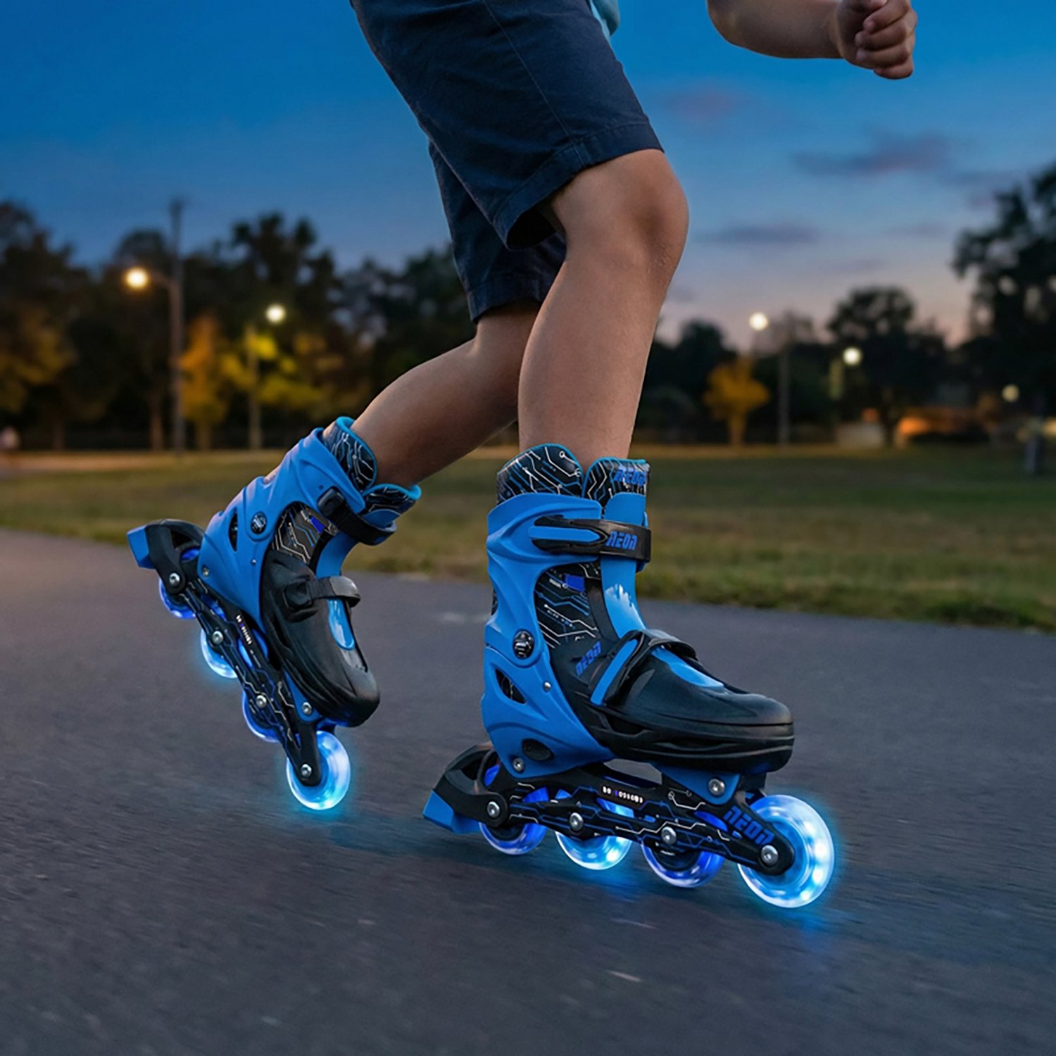 Yvolution Boys' Neon LED Adjustable In-Line Skates