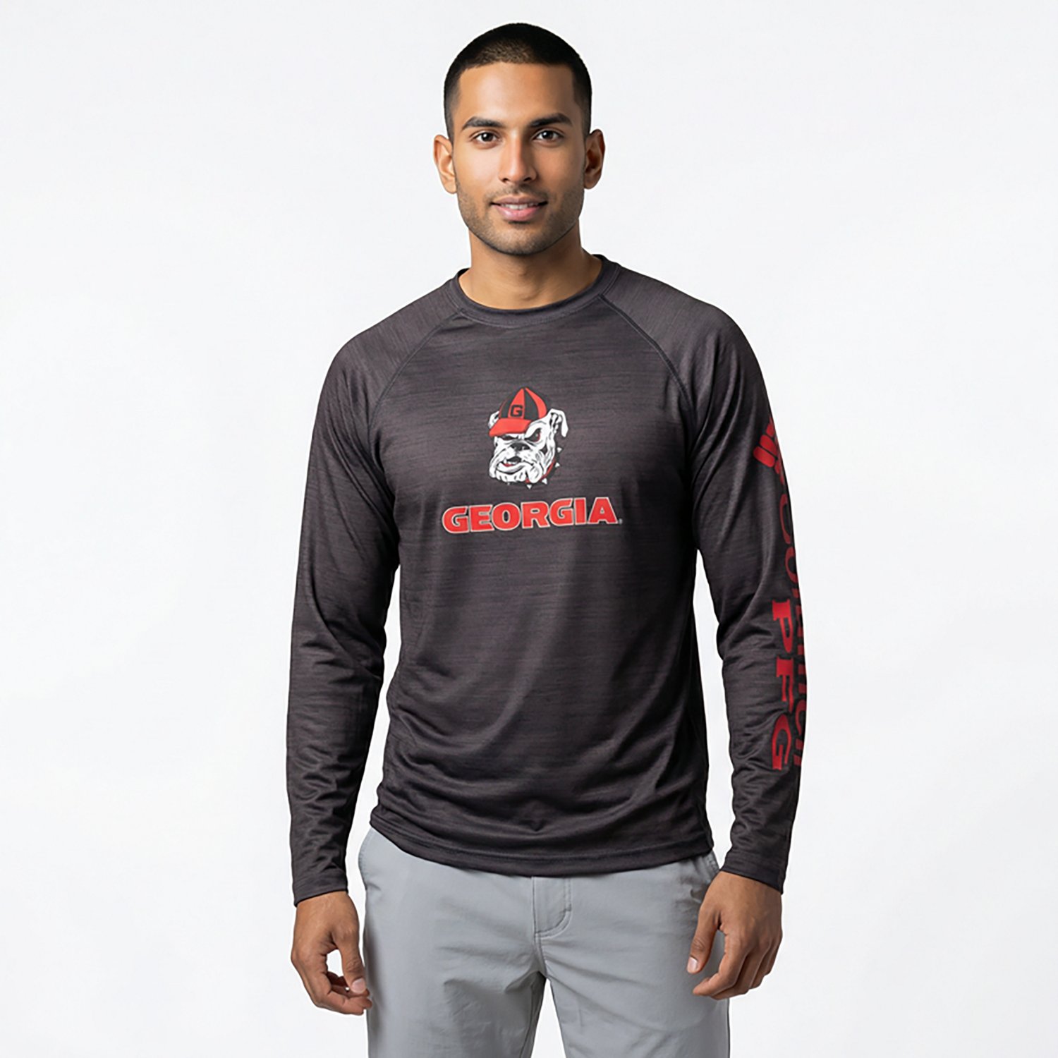 Columbia Sportswear Men's University of Georgia PFG Terminal Tackle Heather Long Sleeve Shirt - view number 7