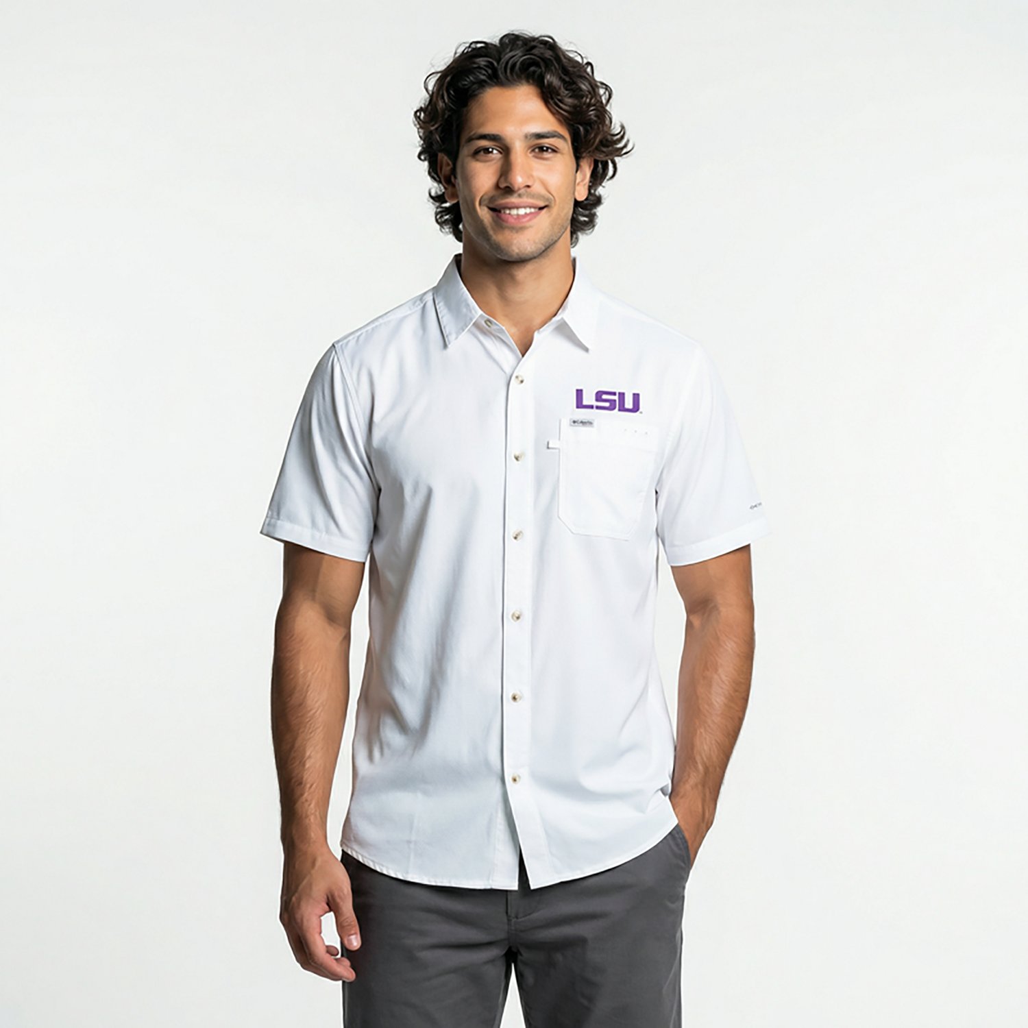 Columbia Sportswear Men's Louisiana State University PFG Slack Tide Camp Button Down Shirt - view number 8