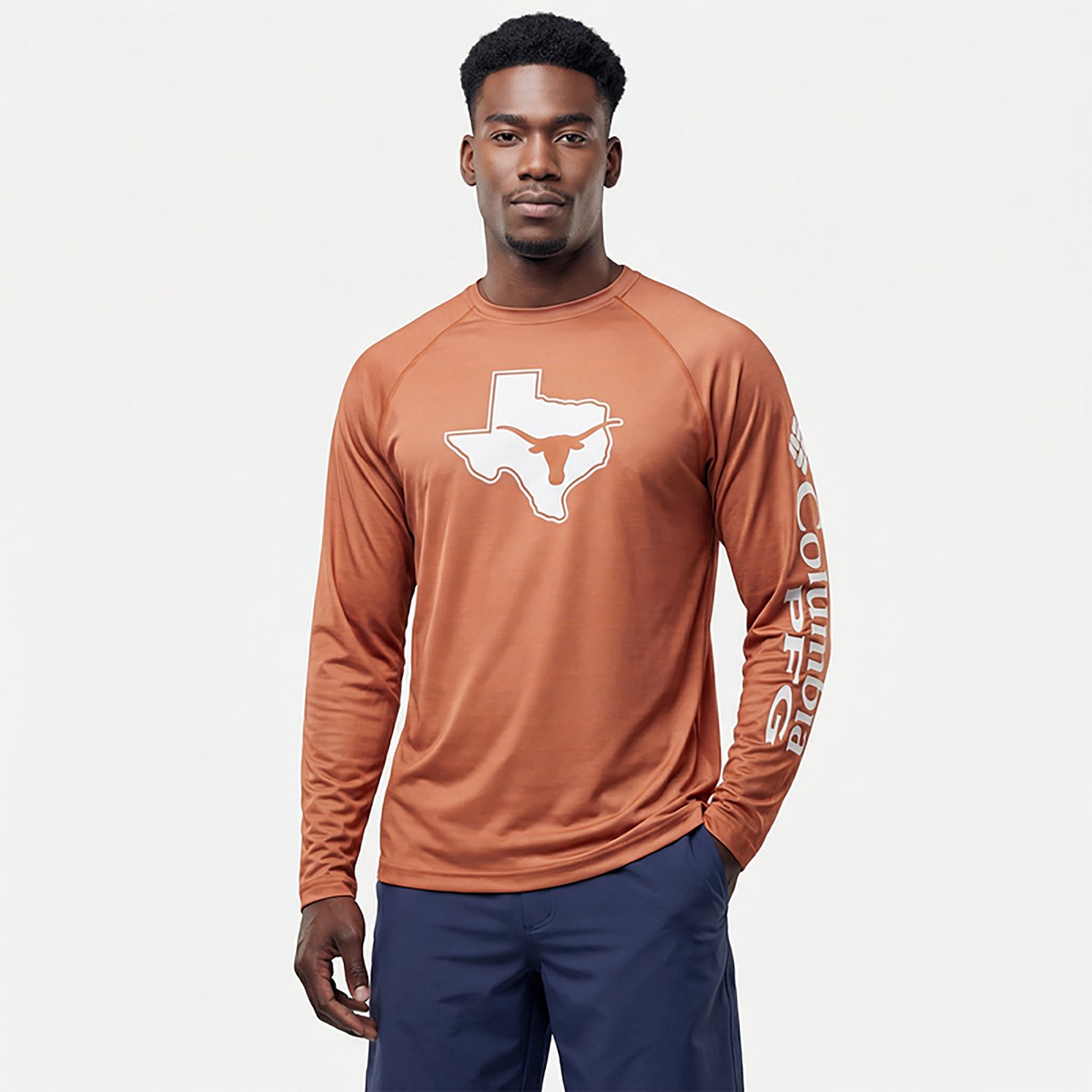 Columbia Sportswear Men's University of Texas PFG Terminal Tackle Heather Long Sleeve Shirt - view number 7