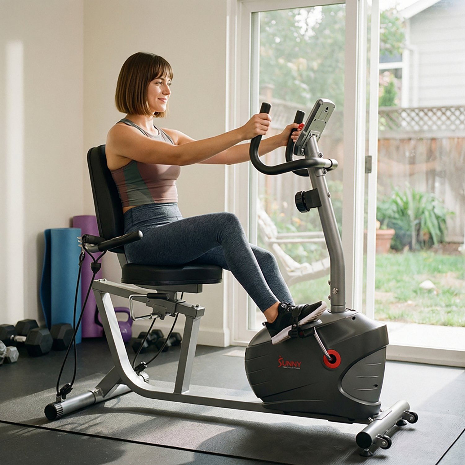 Sunny Health & Fitness Smart Performance Interactive Recumbent Exercise Bike