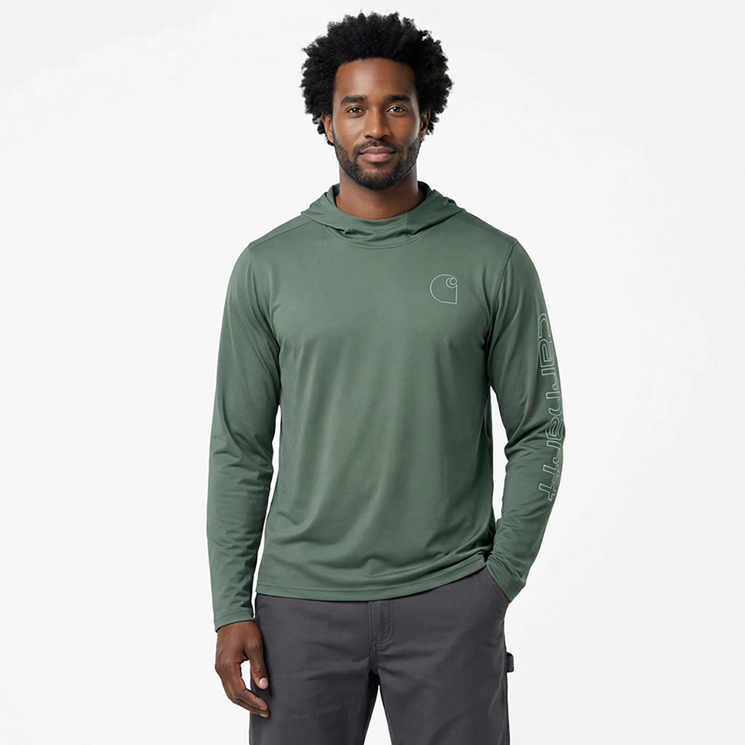 Carhartt Men's Force Sun Defender Lightweight Hooded Long Sleeve T-shirt                                                         - view number 2