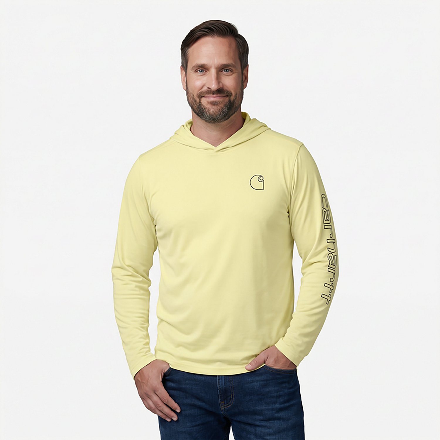 Carhartt Men's Force Sun Defender Lightweight Hooded Long Sleeve T-shirt                                                         - view number 2