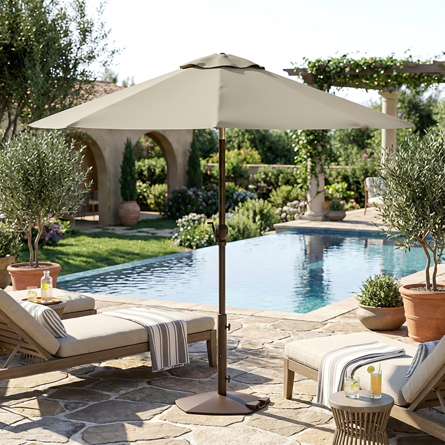 Mosaic Round 9 ft Patio Market Solid Umbrella  - view number 2