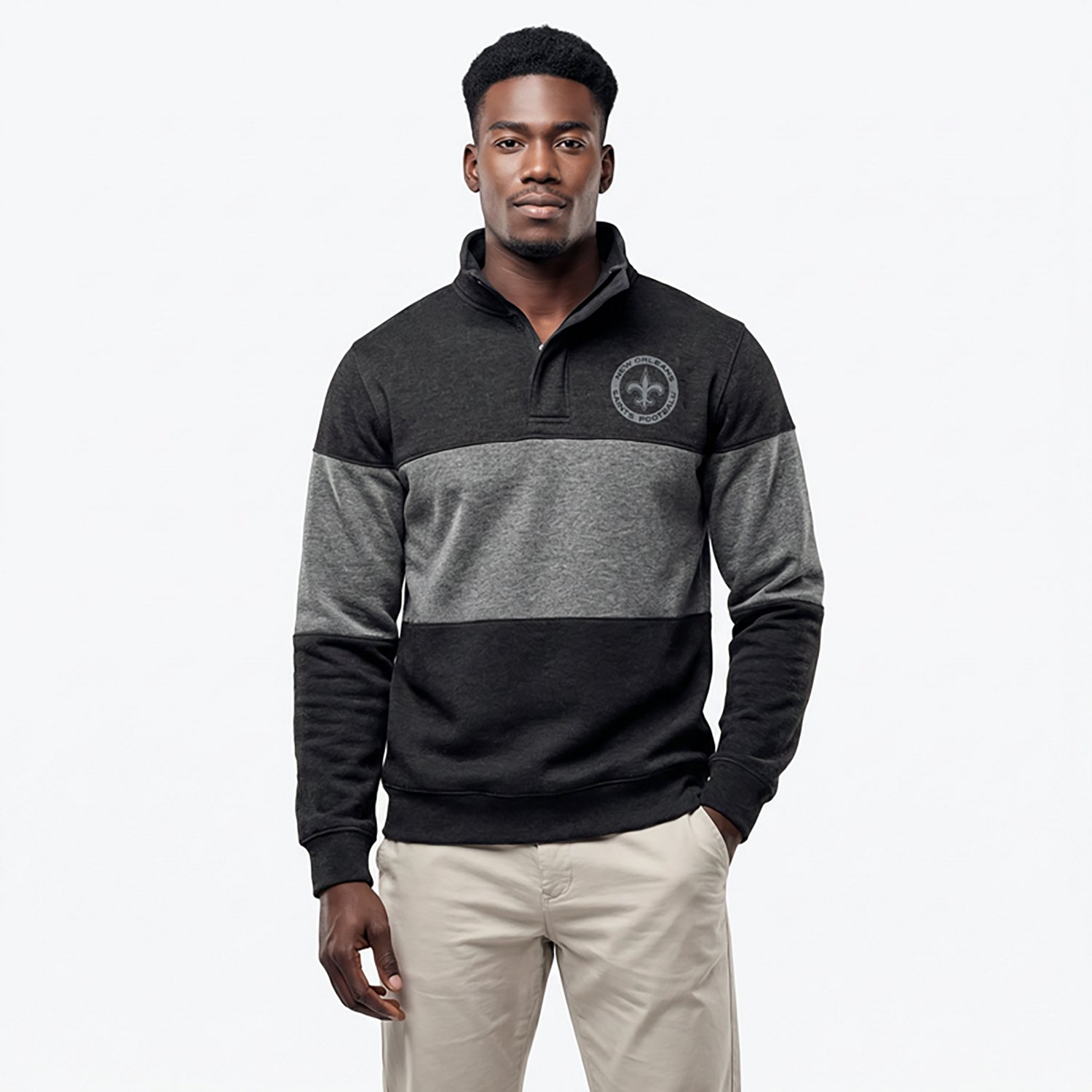 '47 Men's New Orleans Saints Rounders Wyatt 1/4 Snap Sweatshirt - view number 2