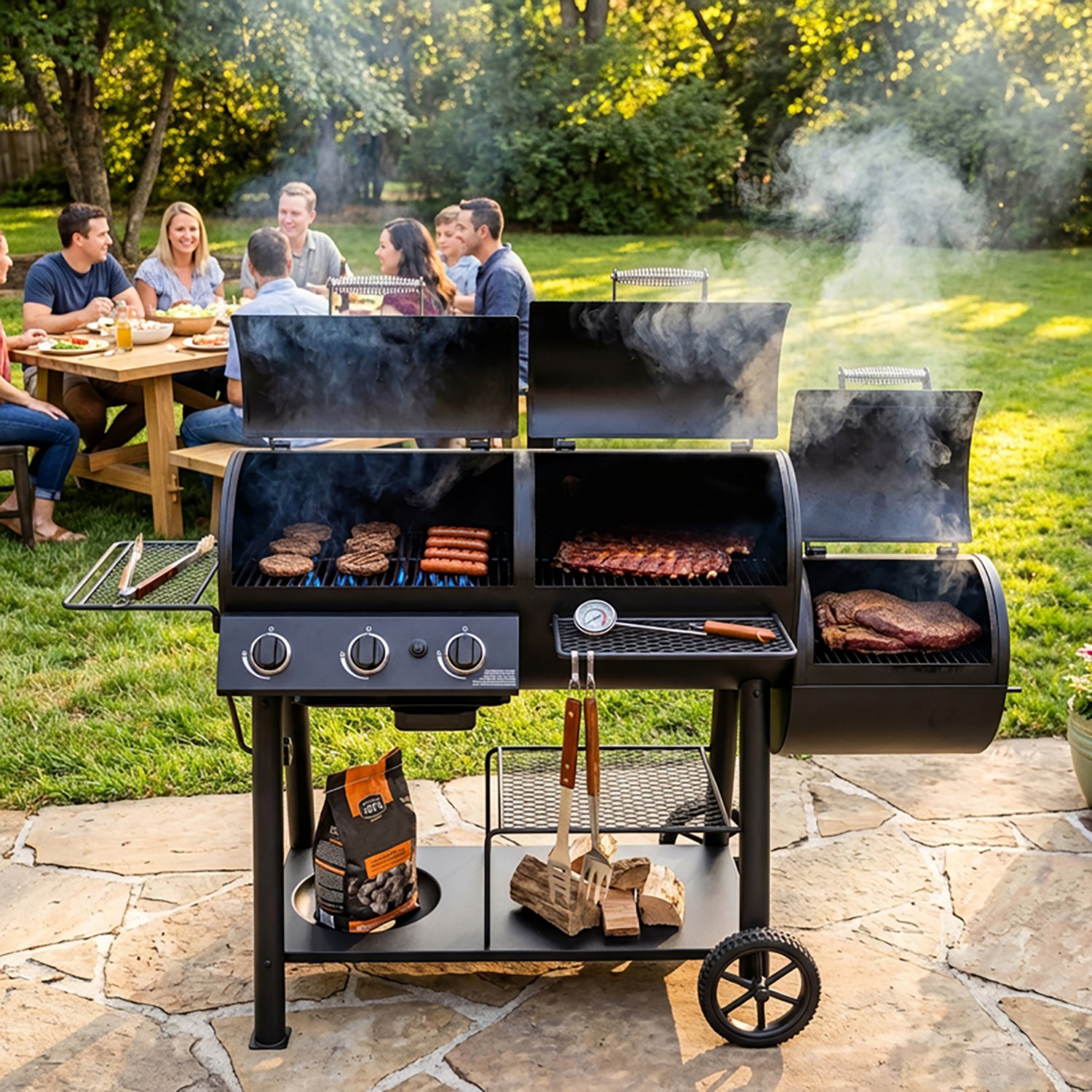 Oklahoma Joe's Canyon Combo Gas Charcoal Grill and Smoker | Academy