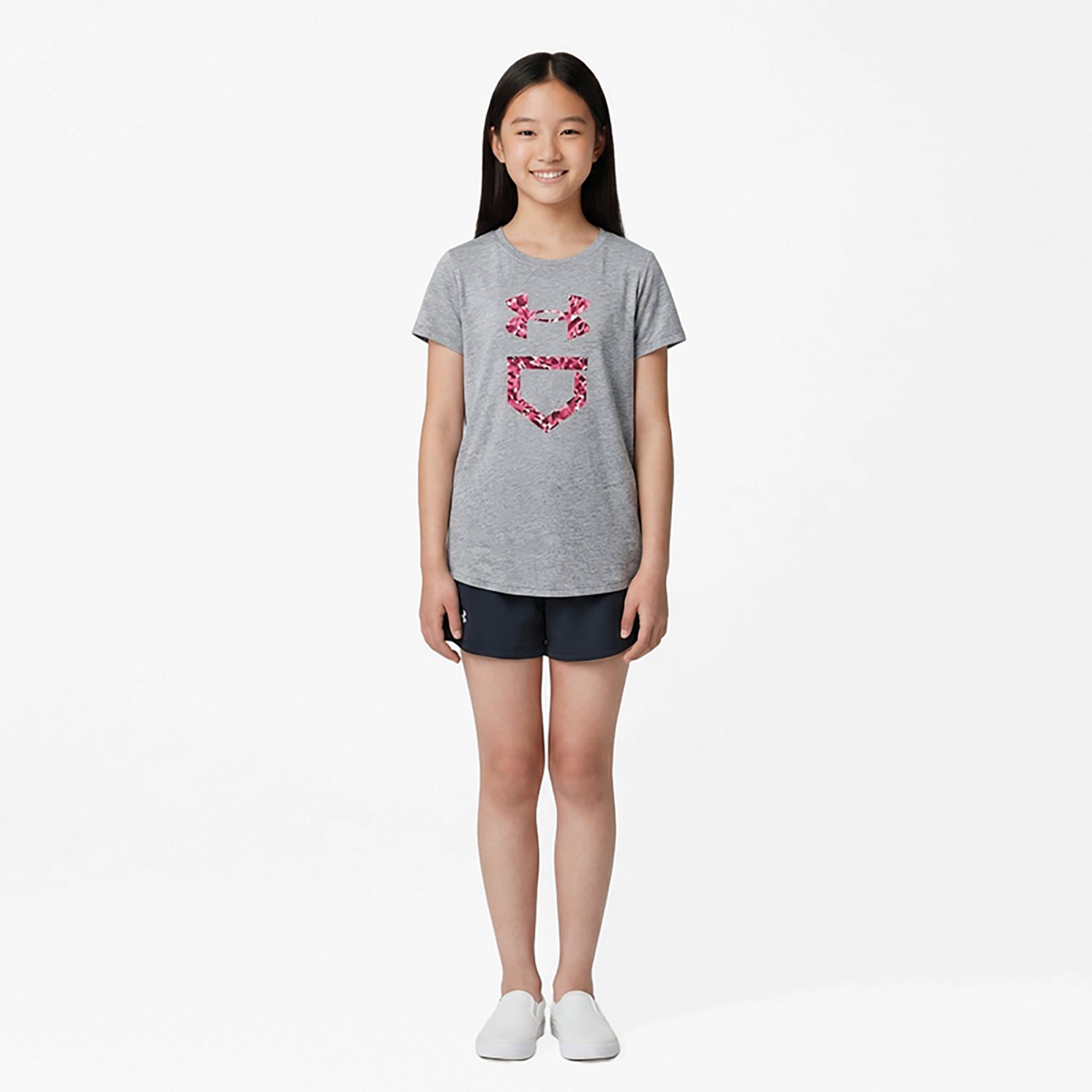 Under Armour Girls' Softball Plate Fill Short Sleeve Shirt