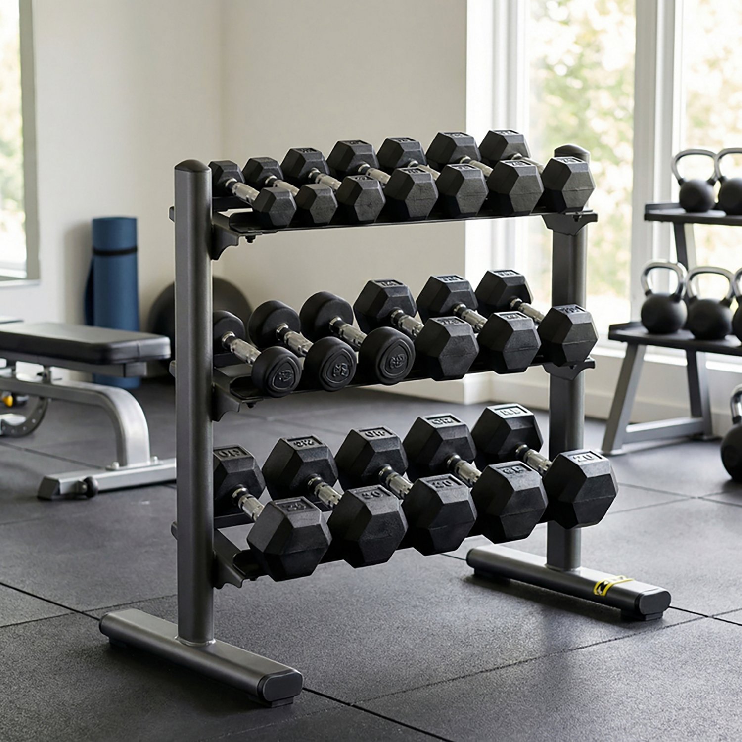 ZIVA3-Tier Tribell and Hexagon Dumbbell Rack - view number 8
