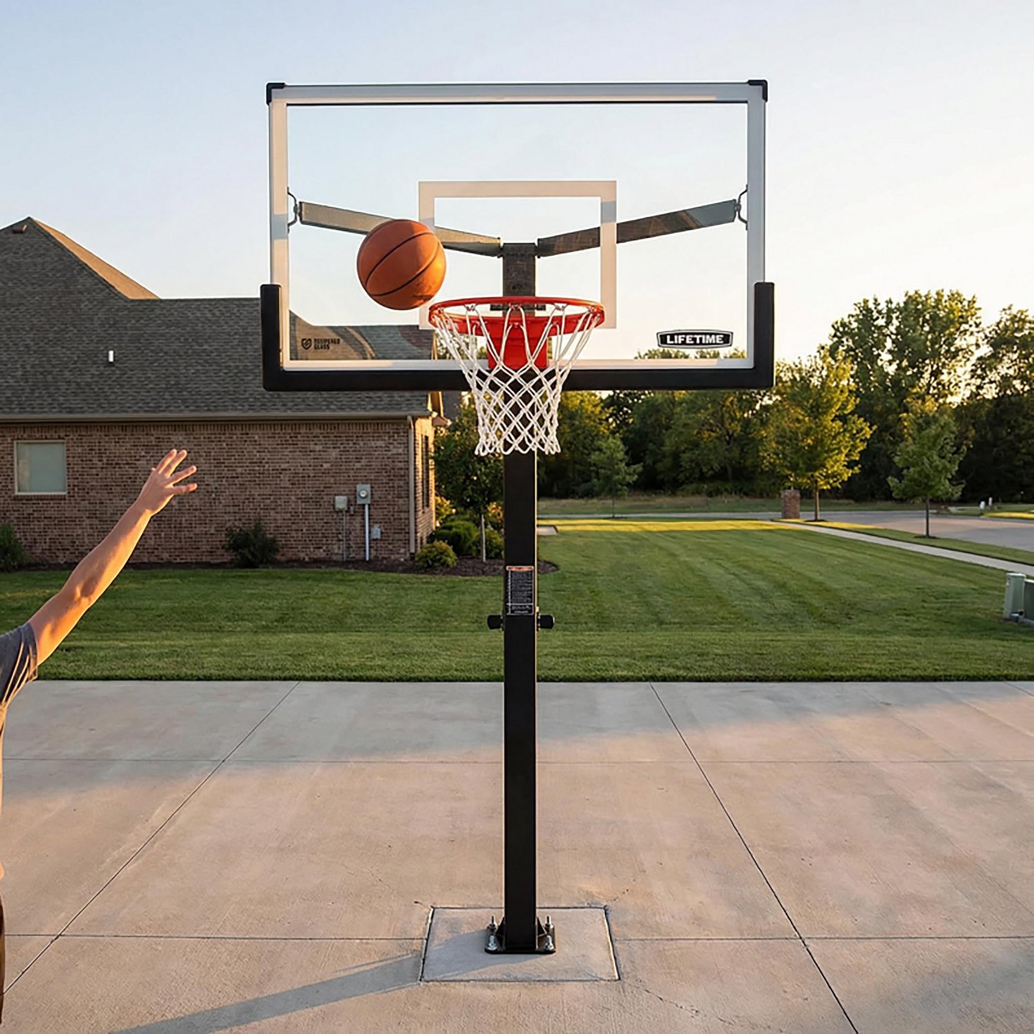 Lifetime Mammoth Bolt Down 60 in Glass Basketball Hoop