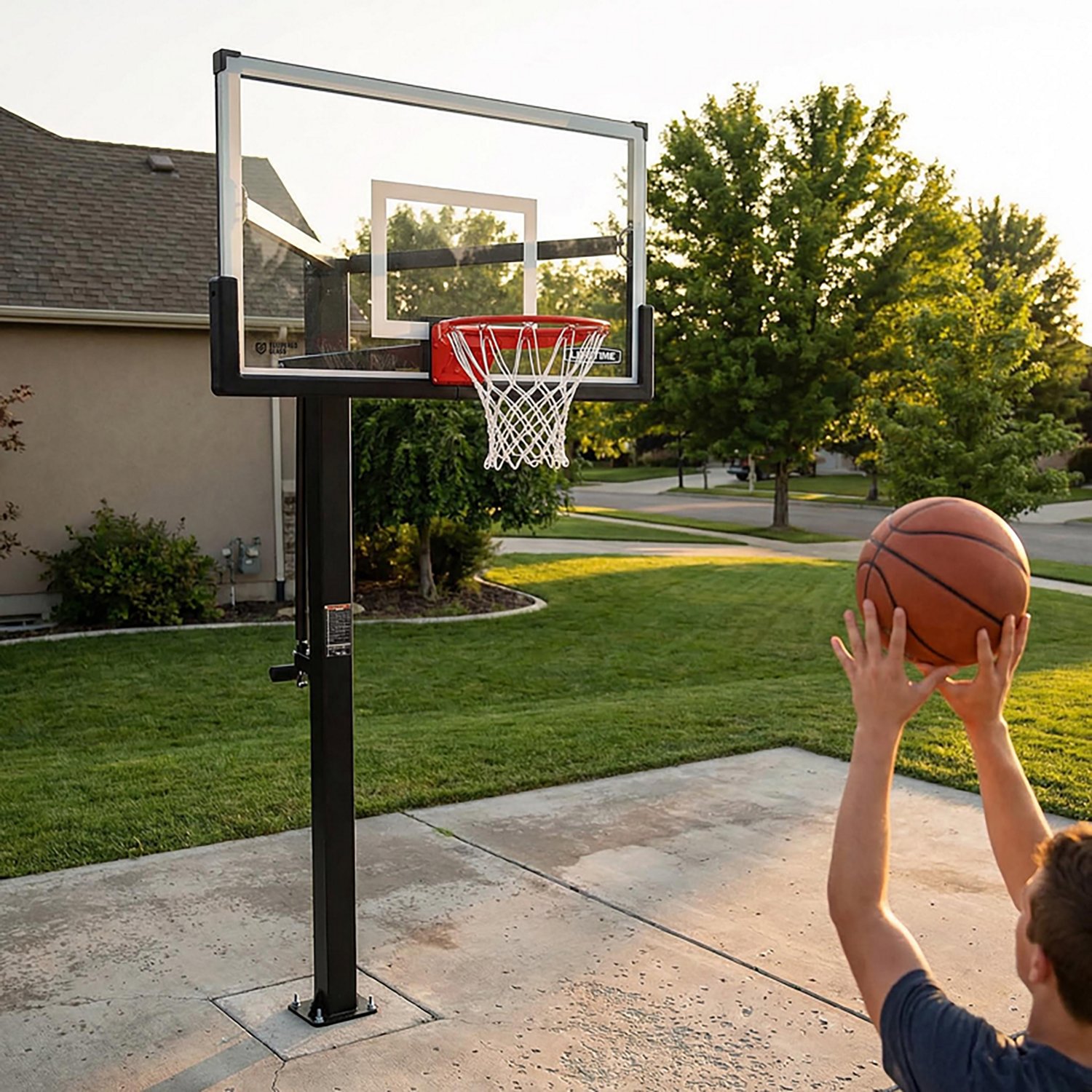 Lifetime Mammoth Bolt Down 60 in Glass Basketball Hoop