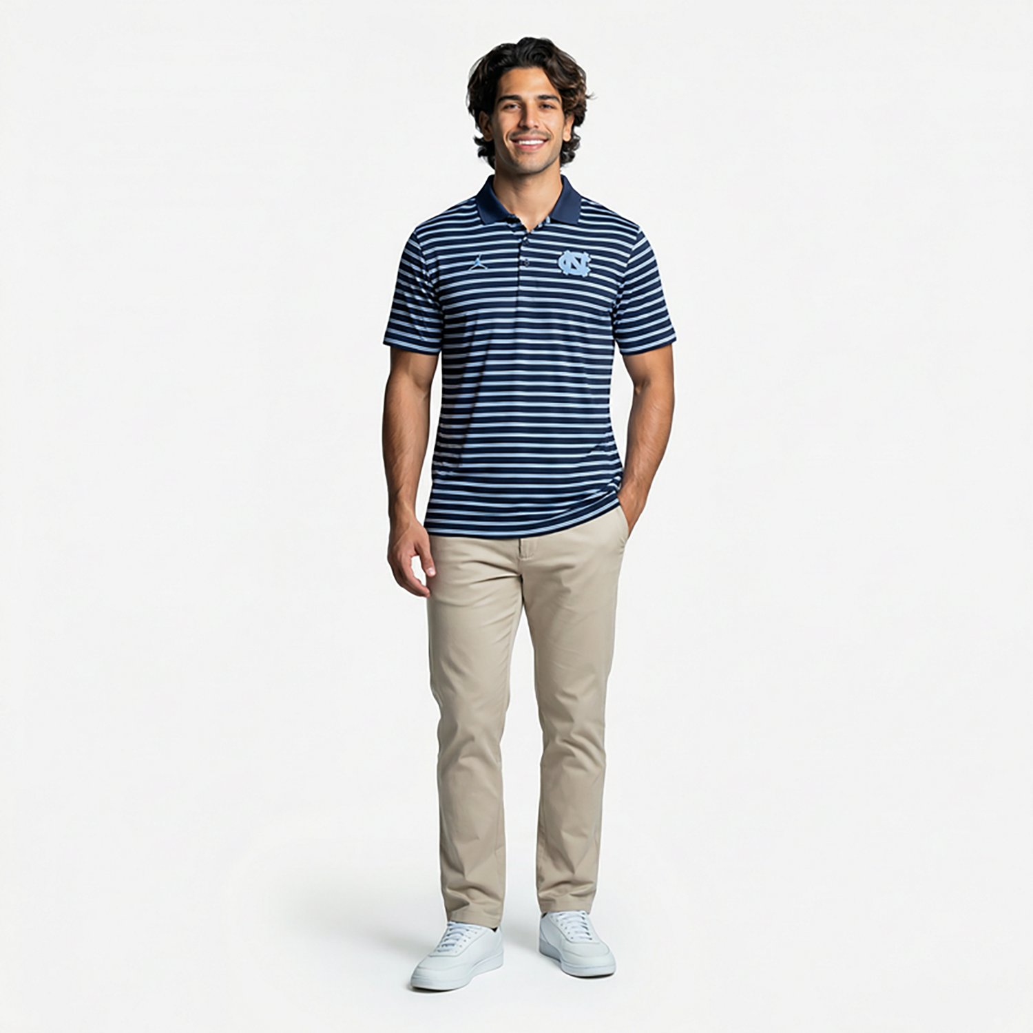 Jordan Brand Carolina /White North Carolina Tar Heels Primetime Victory Striped Performance Polo