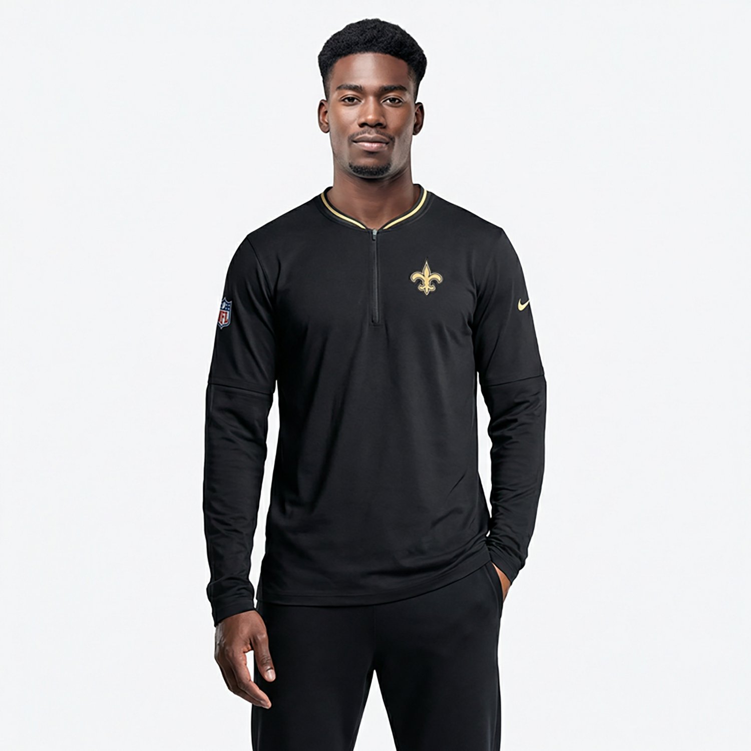 Nike Men's New Orleans Saints Sideline Coach 1/4-Zip Long Sleeve Pullover                                                        - view number 2
