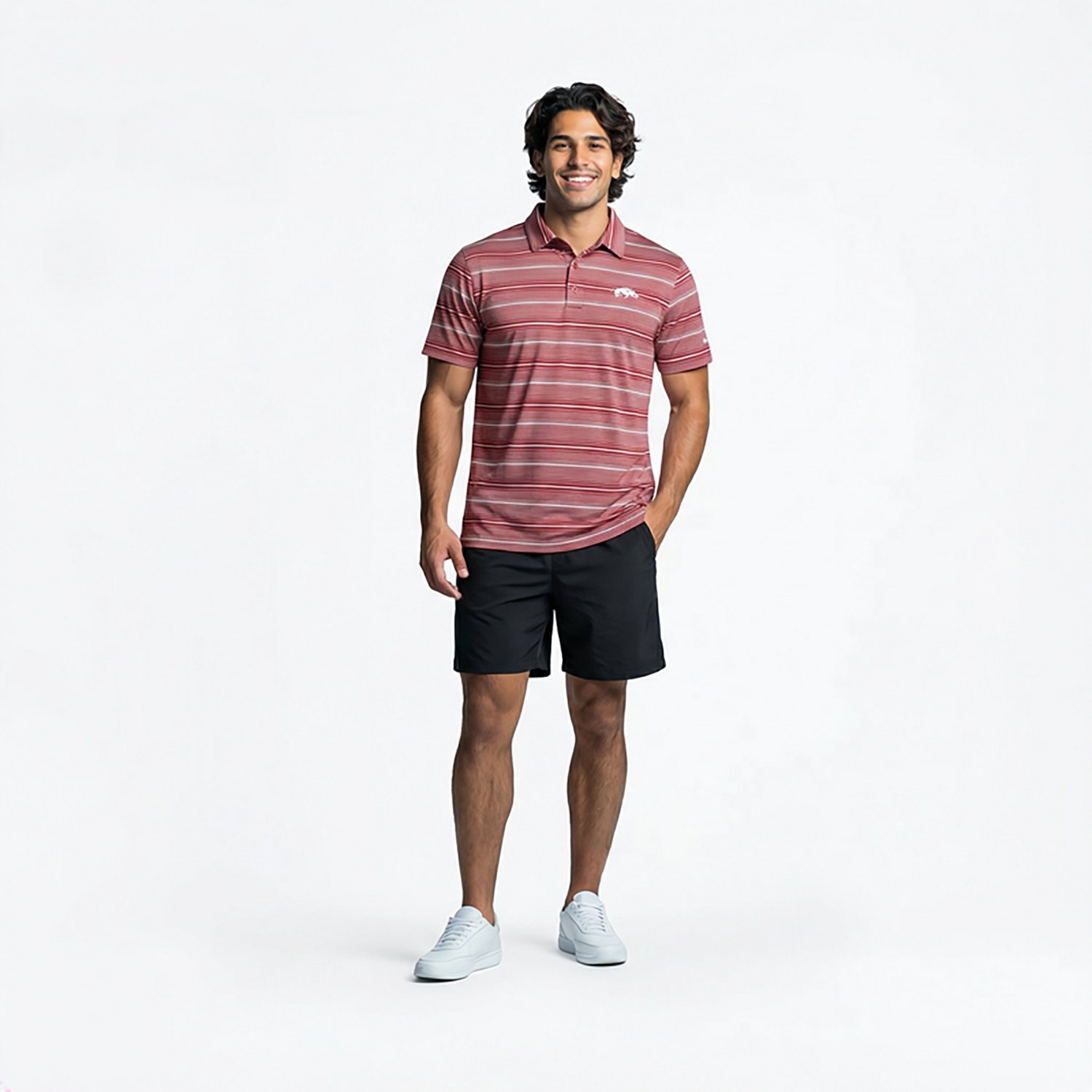 Columbia Arkansas Razorbacks PFG Super Terminal Tackle Omni-Shade Stripe Polo                                                    - view number 7