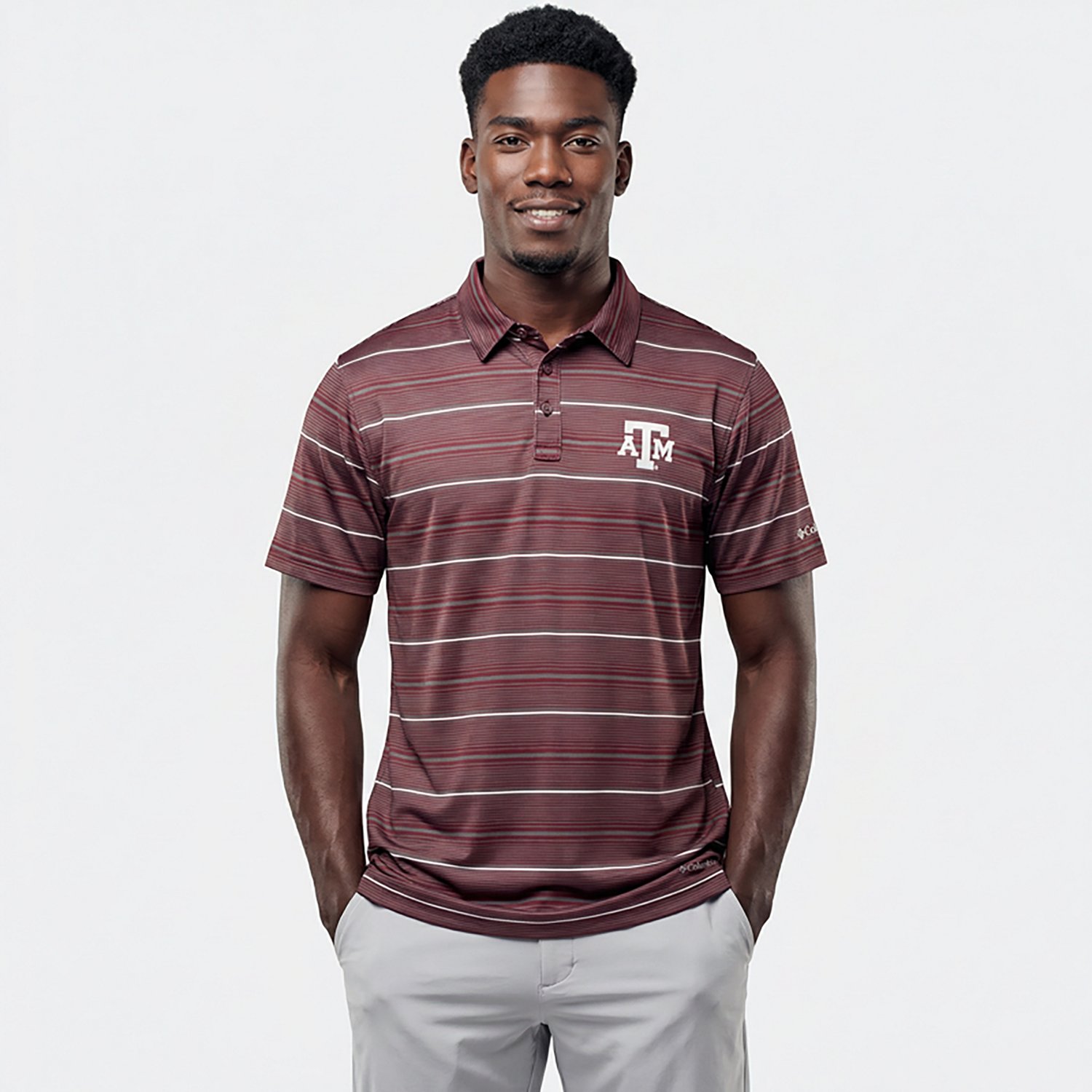 Columbia Texas AM Aggies PFG Super Terminal Tackle Omni-Shade Stripe Polo - view number 5