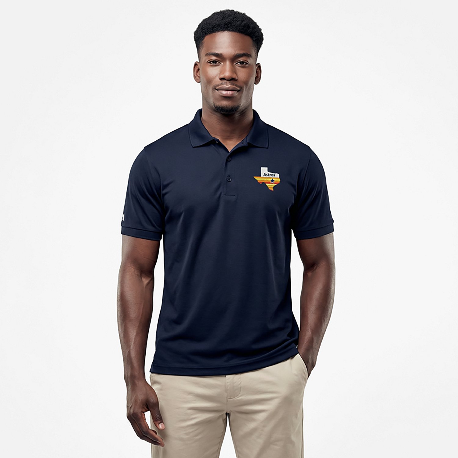 Antigua Men's Houston Astros Legacy Pique Short Sleeve Polo Shirt