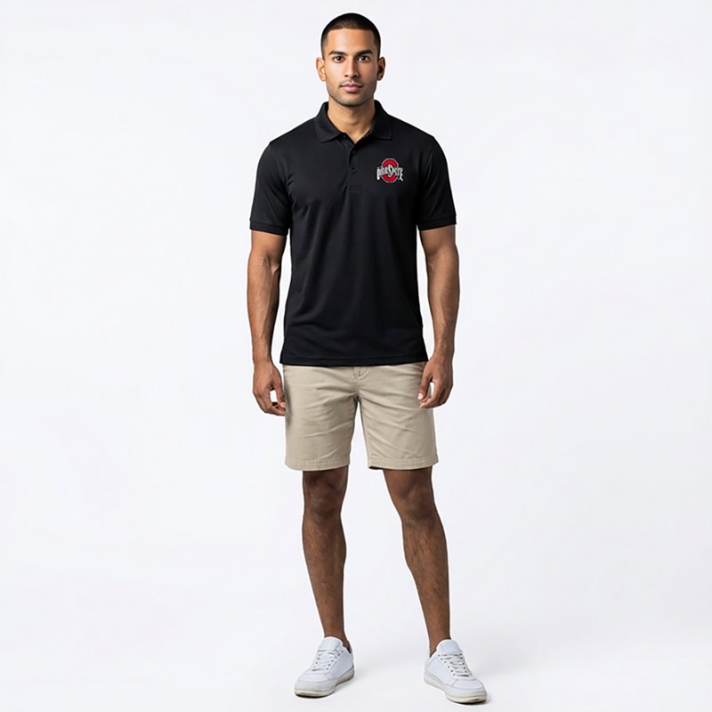 Antigua Men's Ohio State Buckeyes Black Legacy Pique Polo, Medium