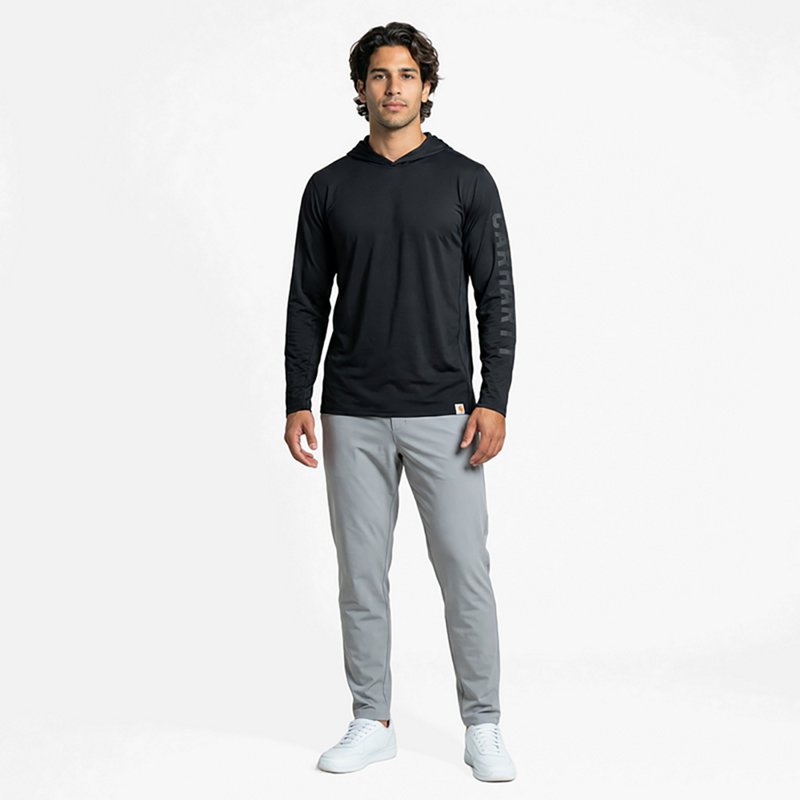 Carhartt Force Relaxed Fit Midweight Logo Graphic Long-Sleeve Hooded T-Shirt - Black
