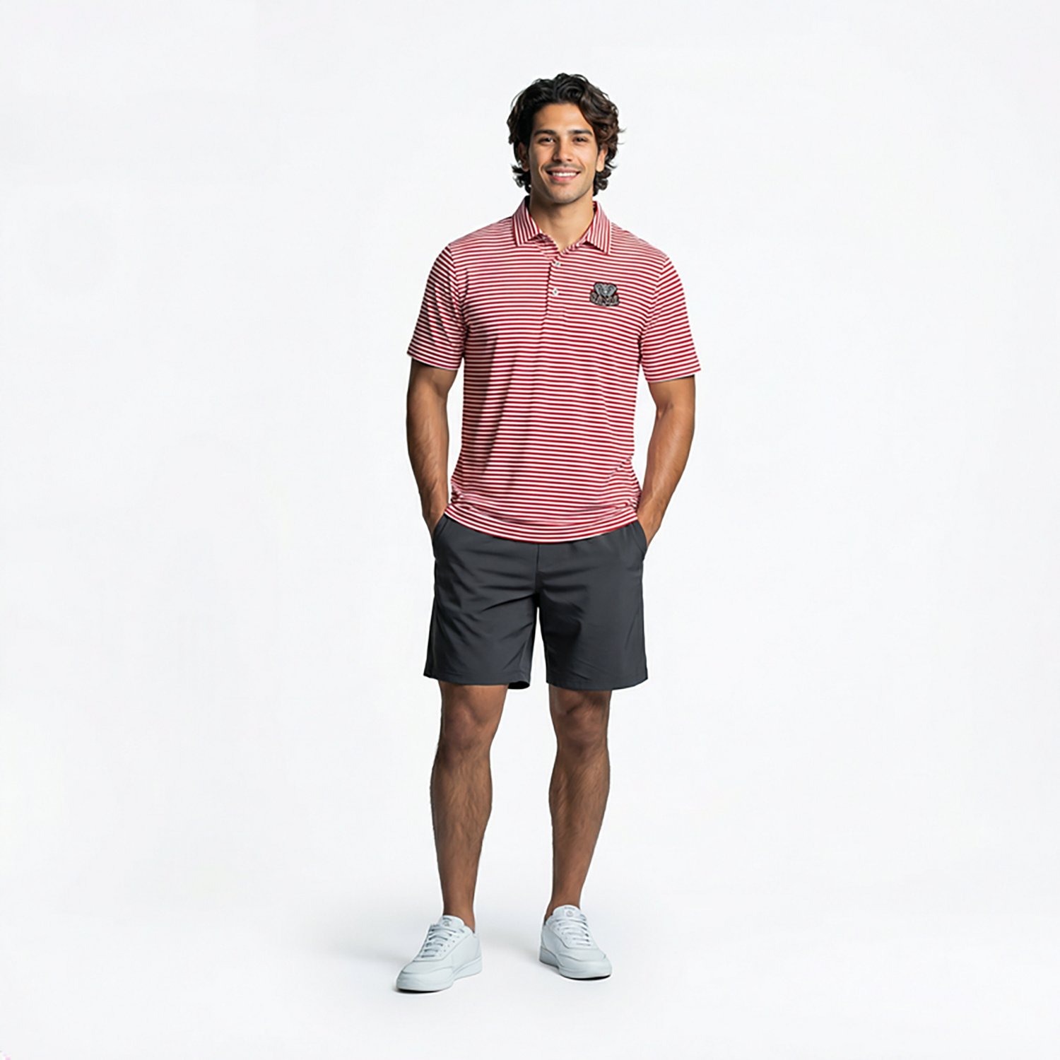 Cutter & Buck Men's University of Alabama Virtue Eco Pique Stripe Short Sleeve Polo