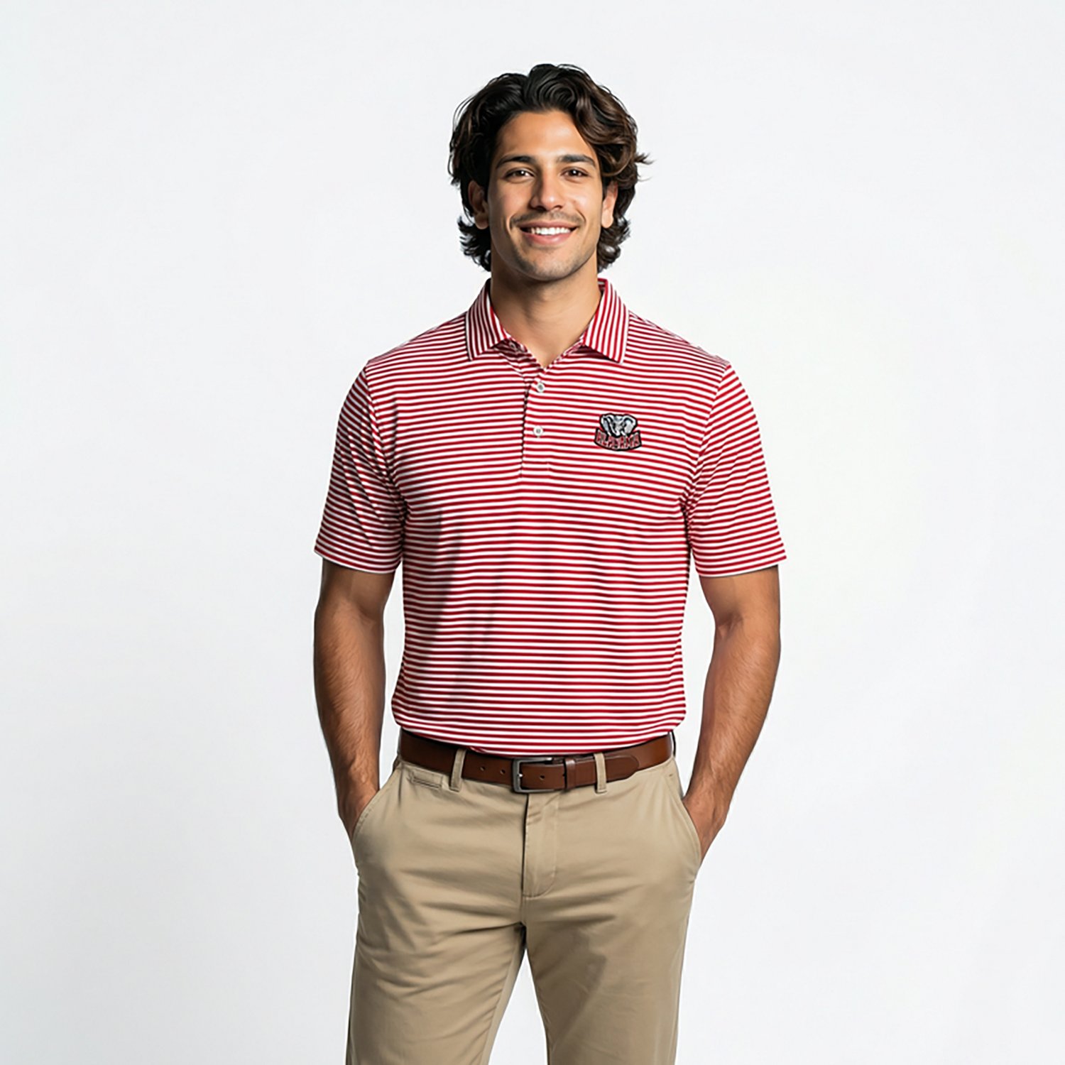 Cutter & Buck Men's University of Alabama Virtue Eco Pique Stripe Short Sleeve Polo - view number 2
