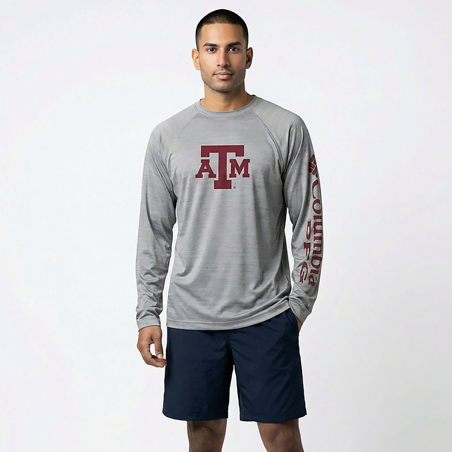 Columbia Sportswear Men's Texas A&M University Collegiate PFG Terminal Tackle Heather Long Sleeve Graphic T-shirt - view number 2