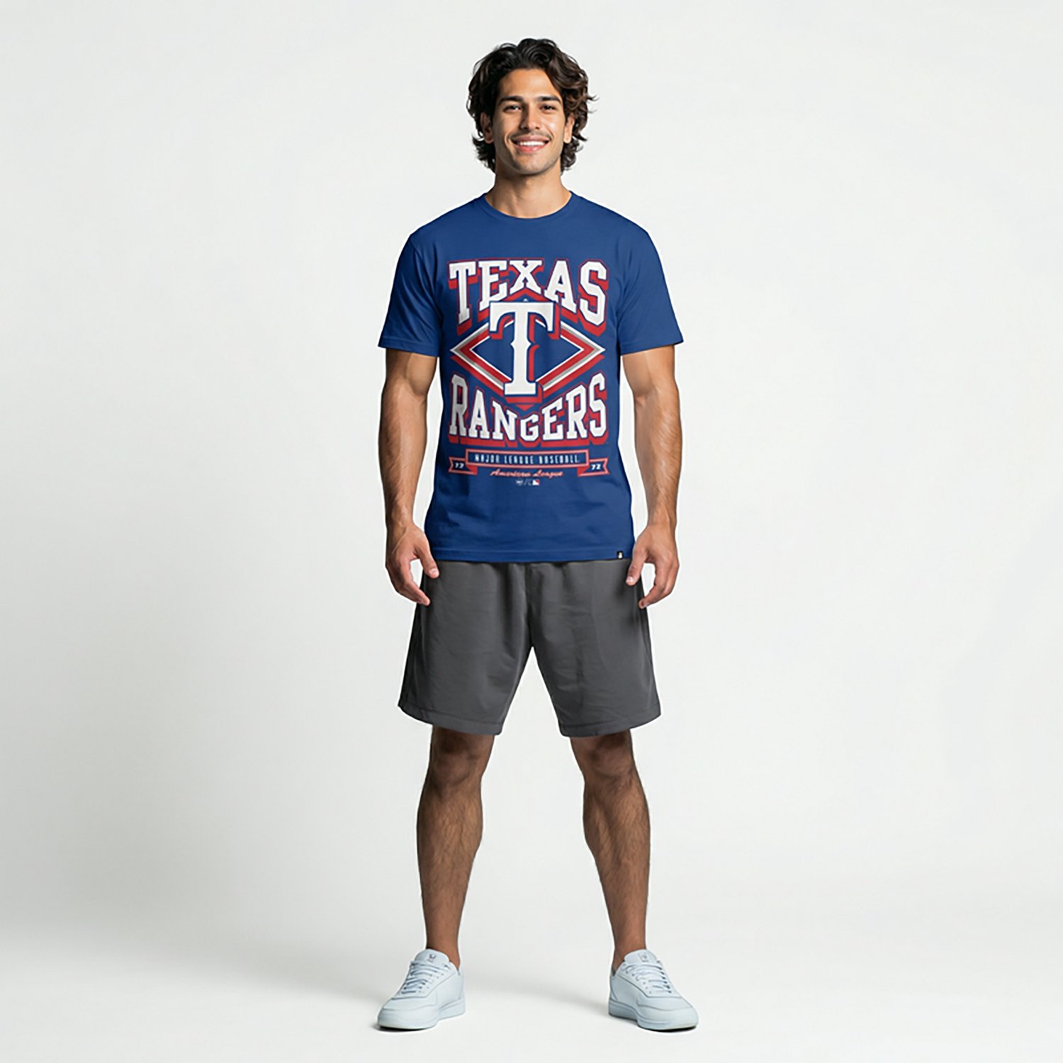 47 Brand Men's Rangers Heater Foundation Short Sleeve T-shirt