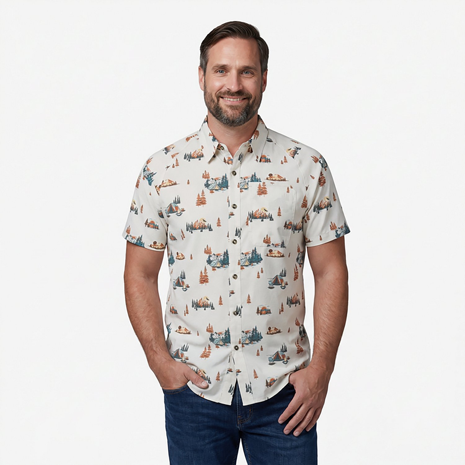 Magellan Outdoors Men's Hickory Canyon Print Short Sleeve Shirt                                                                  - view number 2