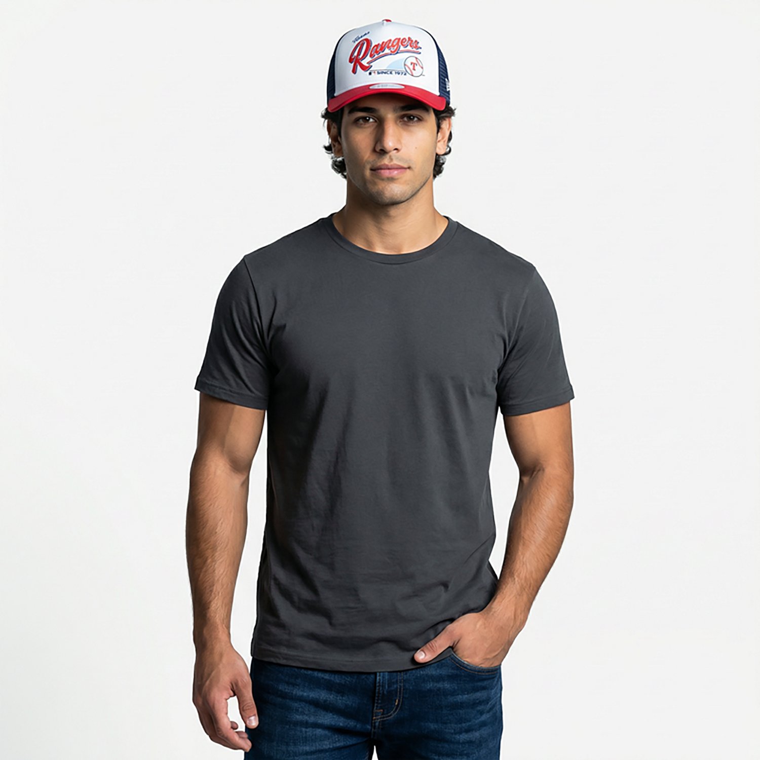 New Era Adults' Texas Rangers Retro Script 9FIFTY A-Frame Trucker Cap - view number 2
