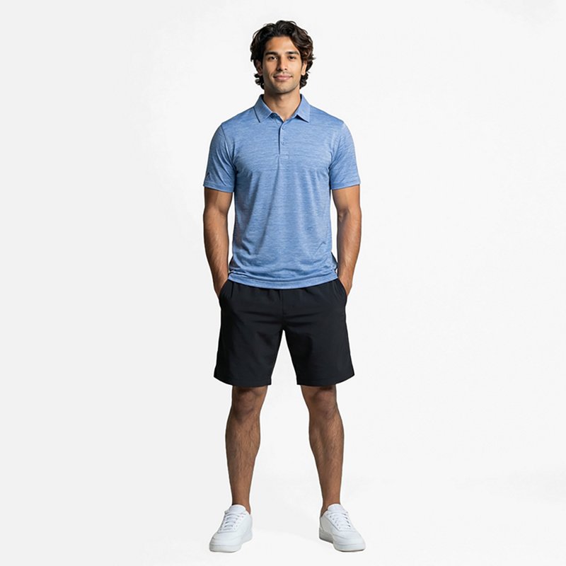 Antigua Layout Mens Short Sleeve Polo Shirt, Medium, Black